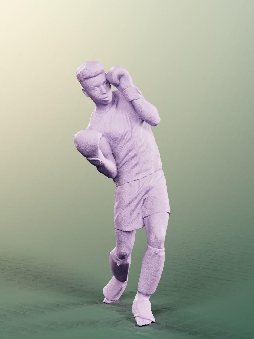 Kendal 12077-02 - Male Boxer Statue Low-poly 3D model_4