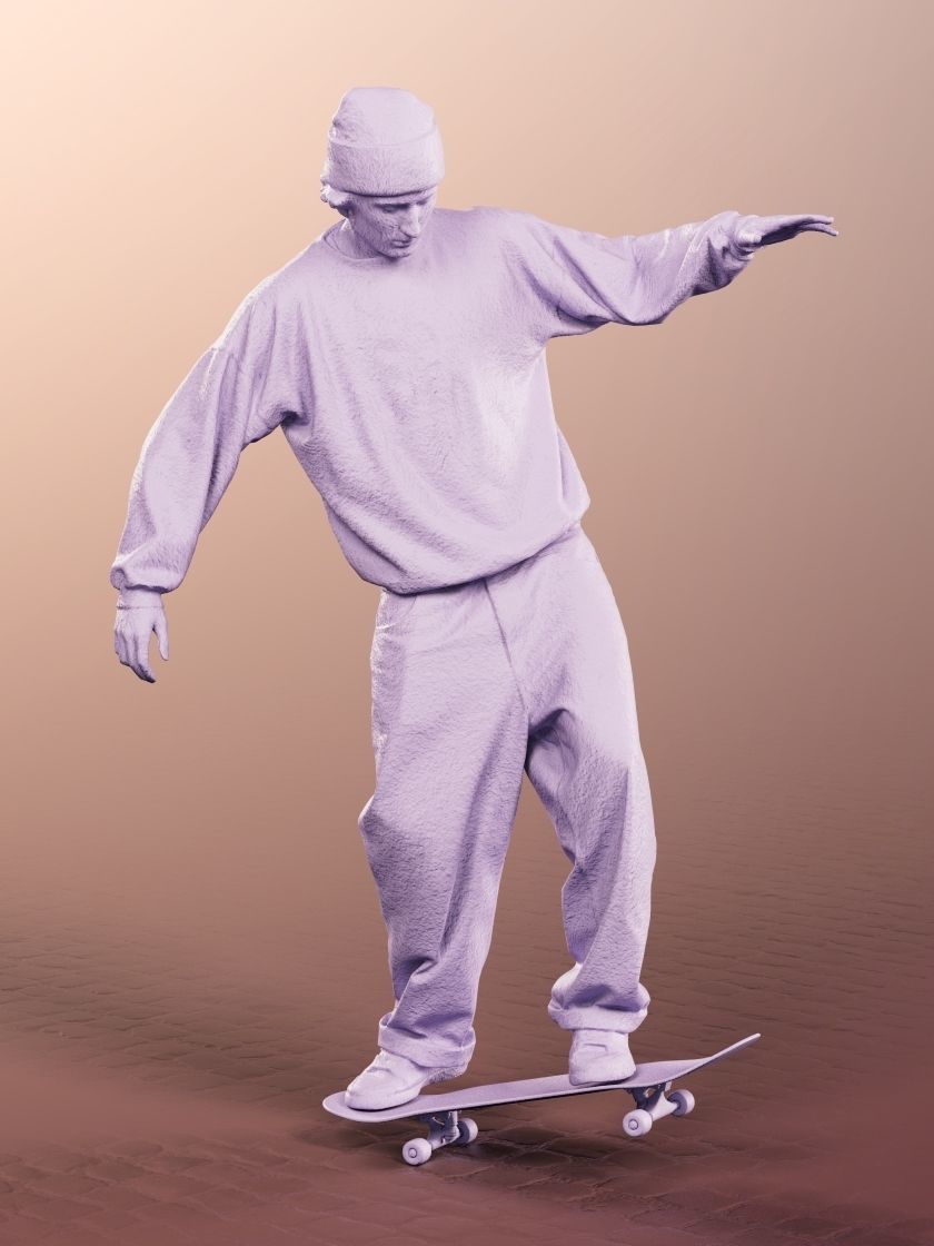 Tyler 11773-02 - Male Skater Statue Low-poly 3D model_4