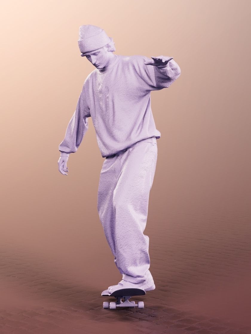 Tyler 11773-02 - Male Skater Statue Low-poly 3D model_5
