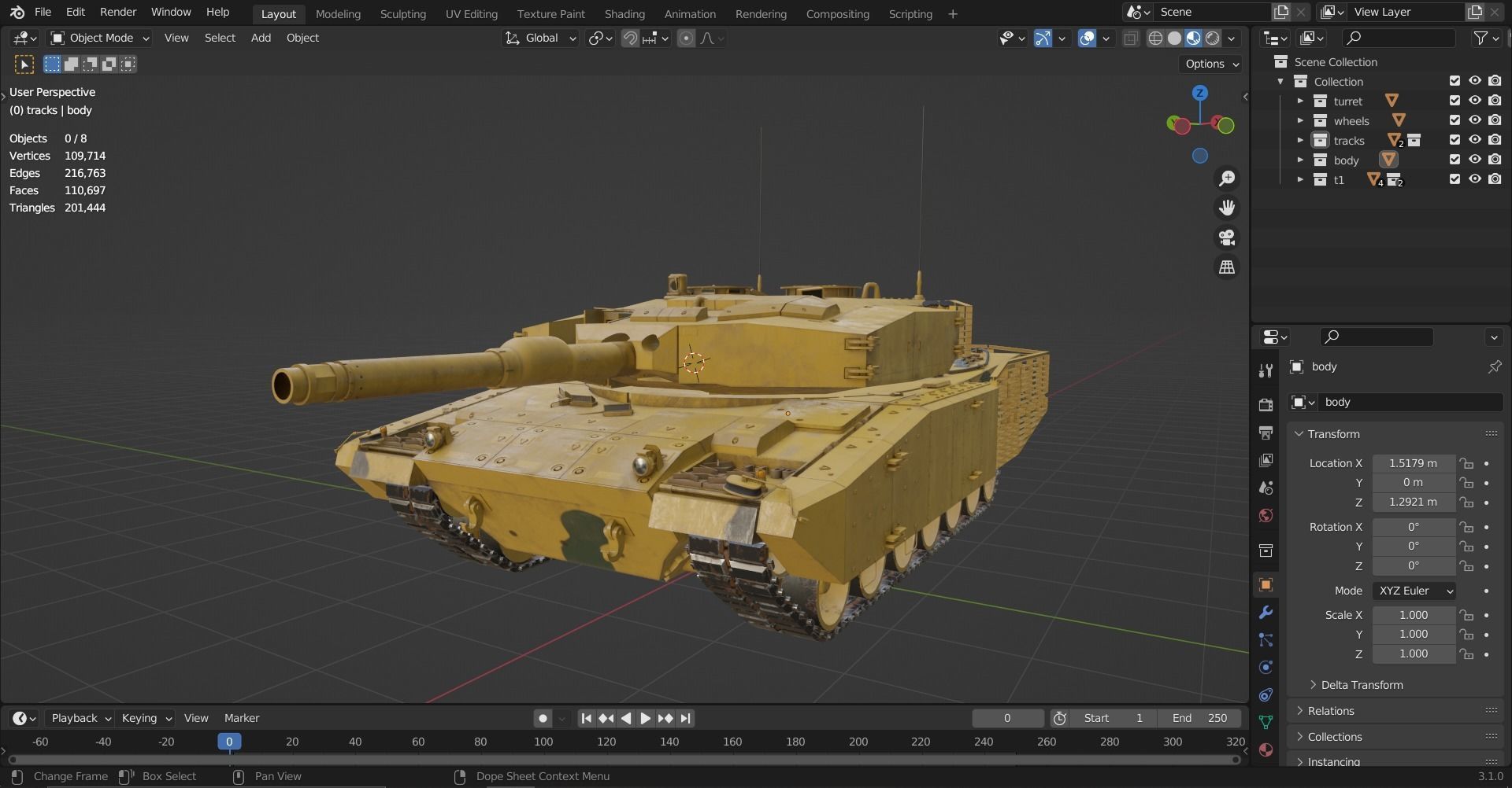 Leopard 2a4-t1 Low-poly 3D model_19