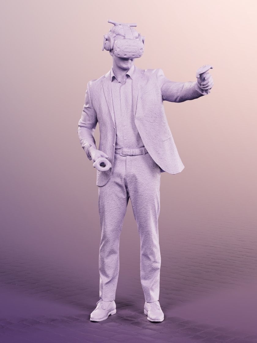 Kilian 11587-02 - Man With VR Headset Statue Low-poly 3D model_4