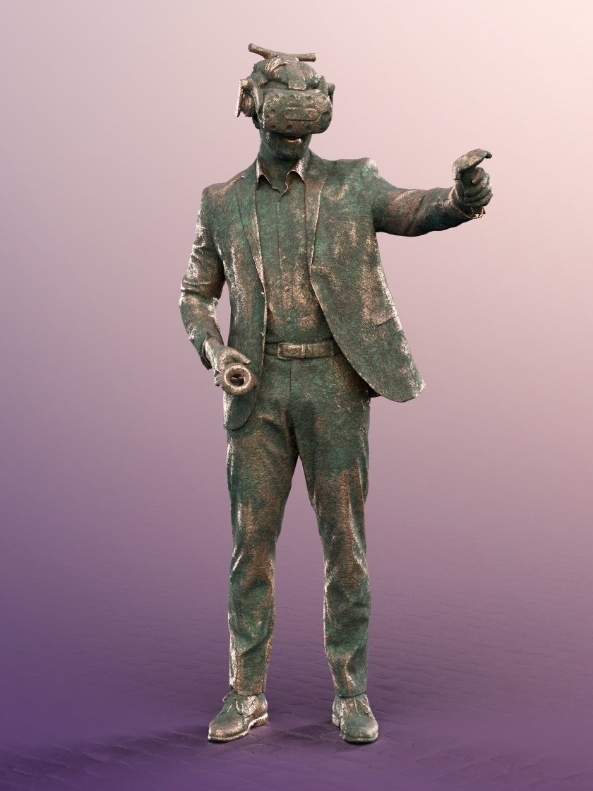 Kilian 11587-02 - Man With VR Headset Statue Low-poly 3D model_2