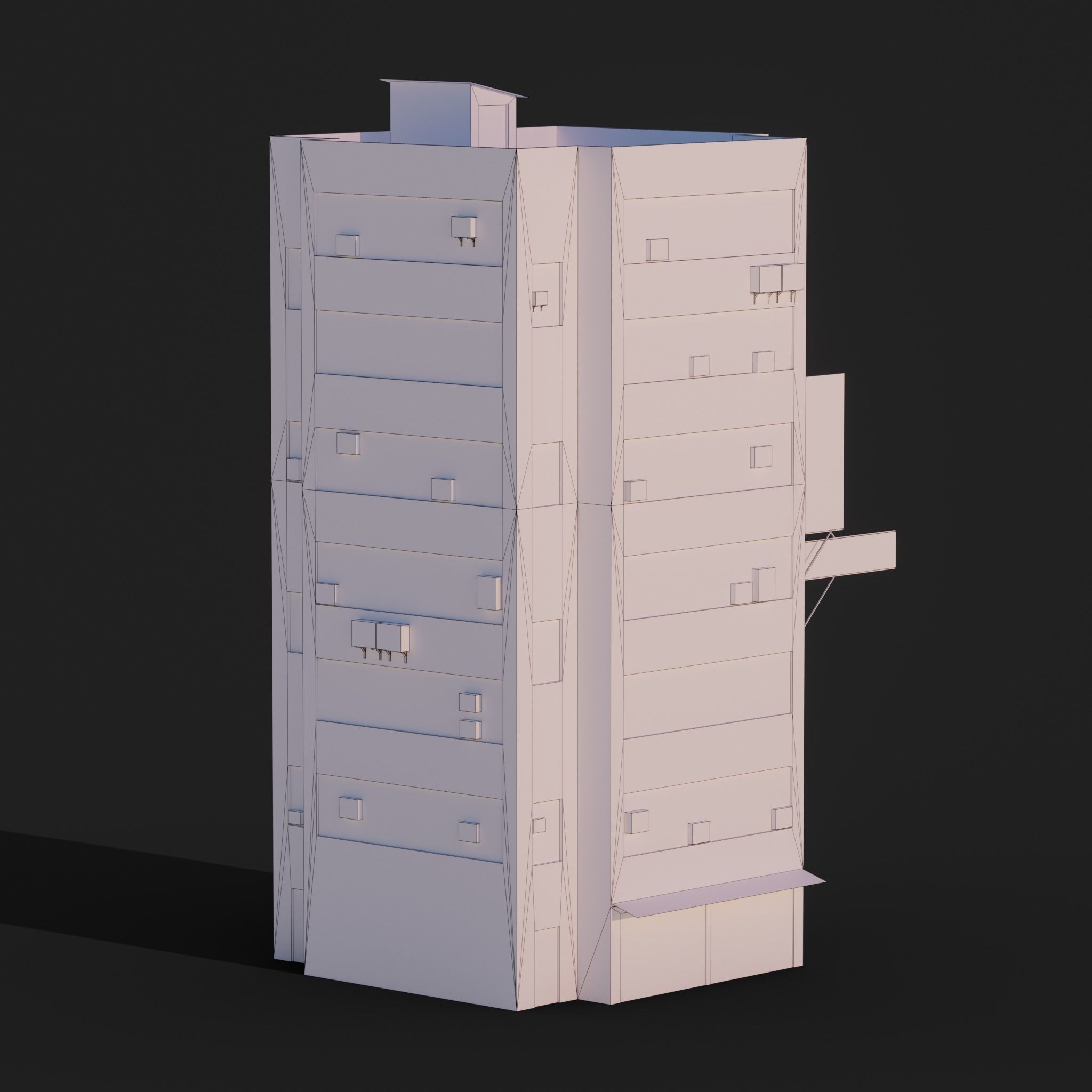 LOW POLY - ASIAN TOWER BLOCK 8K TEXTURES Low-poly 3D model_5