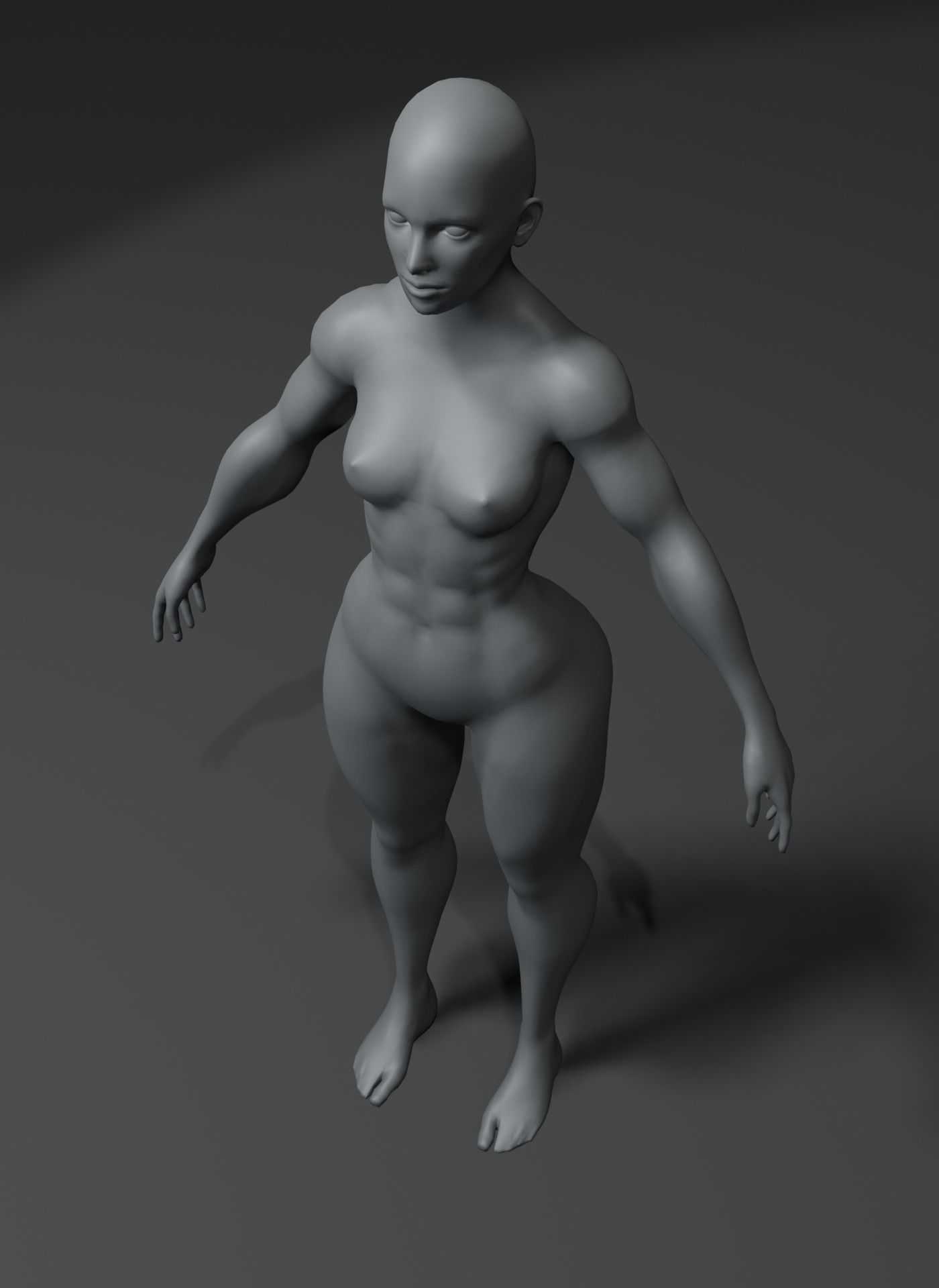 Strong Female Body Base Mesh Animated Rigged 3D Model 20k Poly Low-poly 3D model_19
