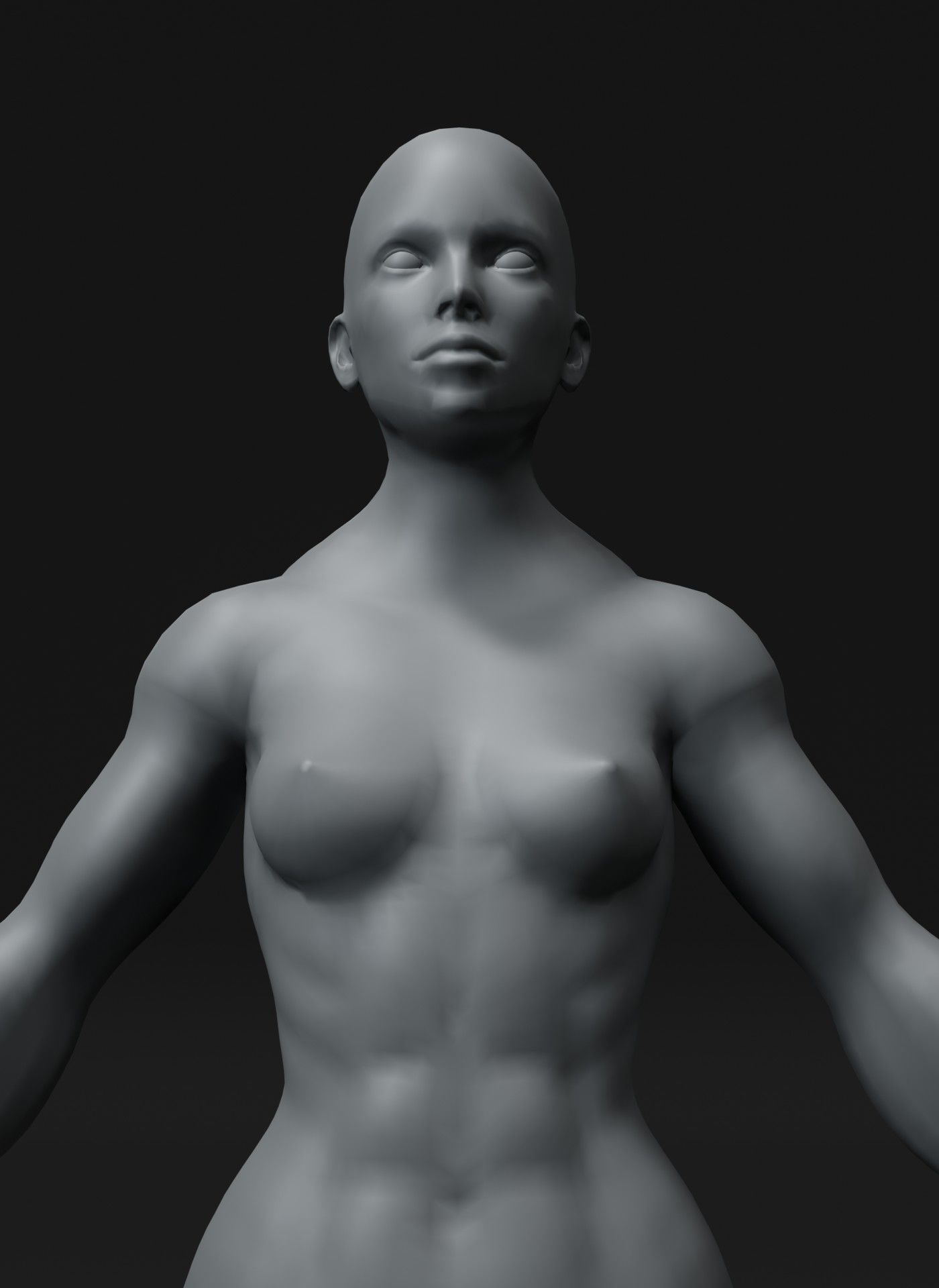 Strong Female Body Base Mesh Animated Rigged 3D Model 20k Poly Low-poly 3D model_16