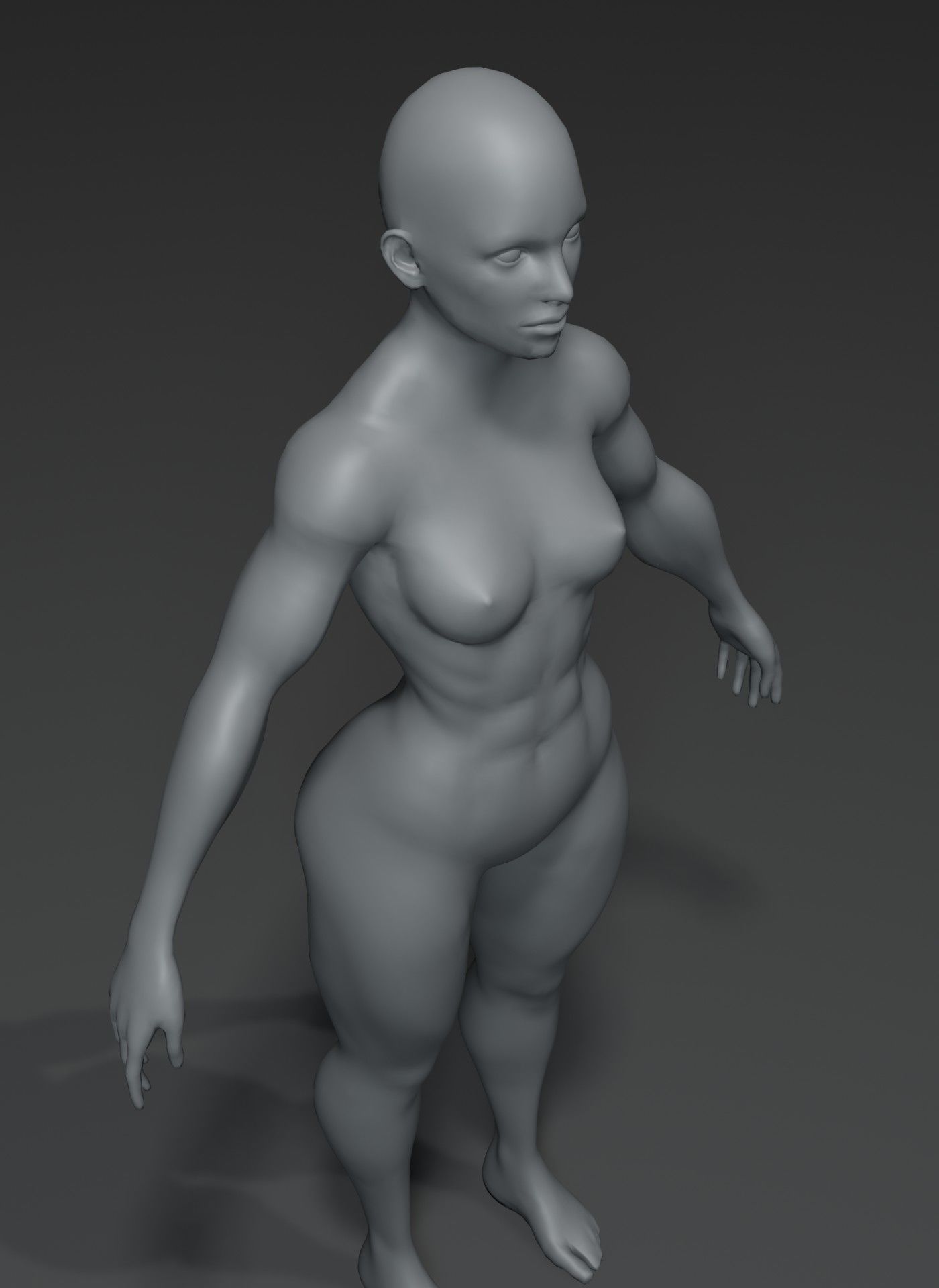 Strong Female Body Base Mesh Animated Rigged 3D Model 20k Poly Low-poly 3D model_5