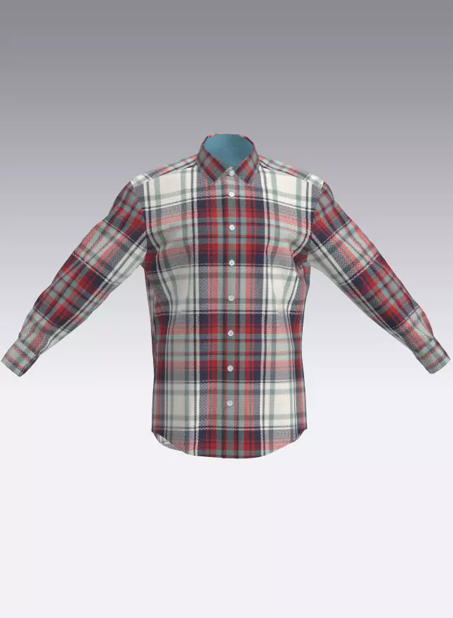 Men Long sleeve check Shirt 3D model_0