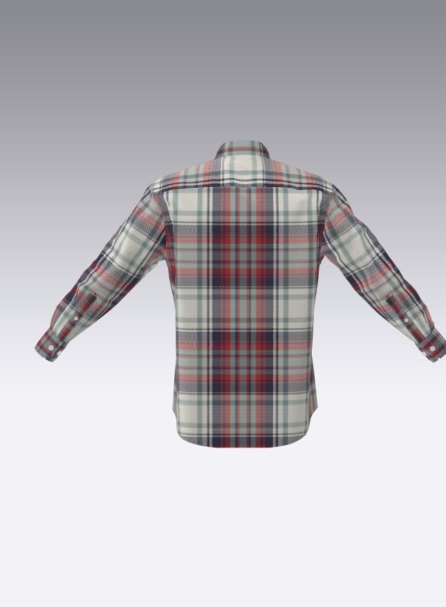 Men Long sleeve check Shirt 3D model_1