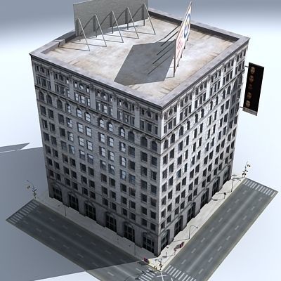 Low Poly City Block 22 Low-poly 3D model_2