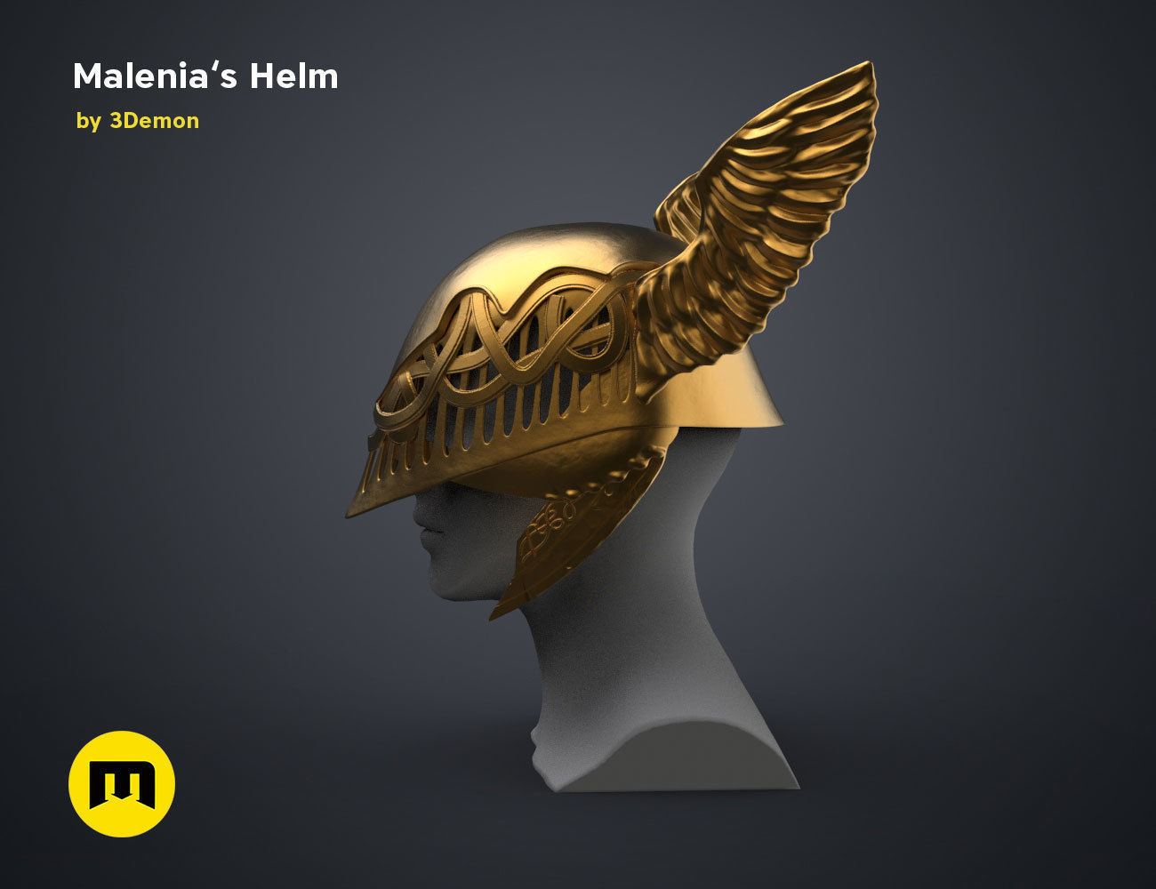 Malenia Winged Helm - Elden Ring 3D print model_3