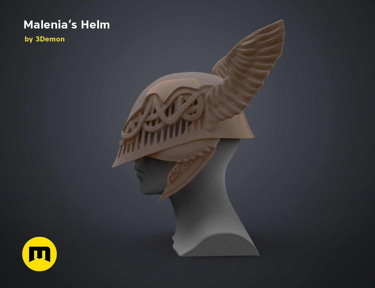 Malenia Winged Helm - Elden Ring 3D print model_12