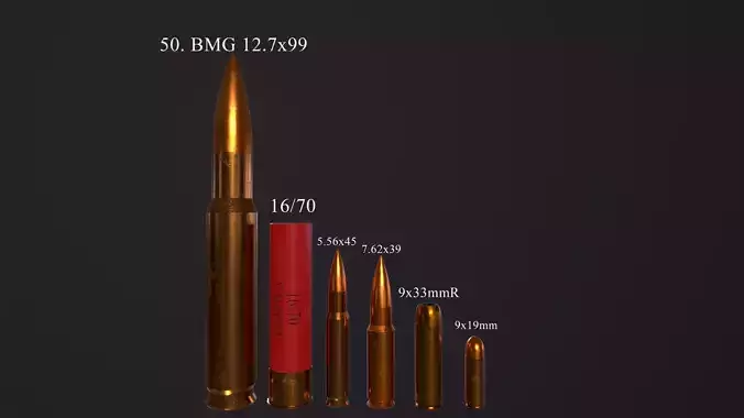 Small pack of common bullets  Low-poly 3D model