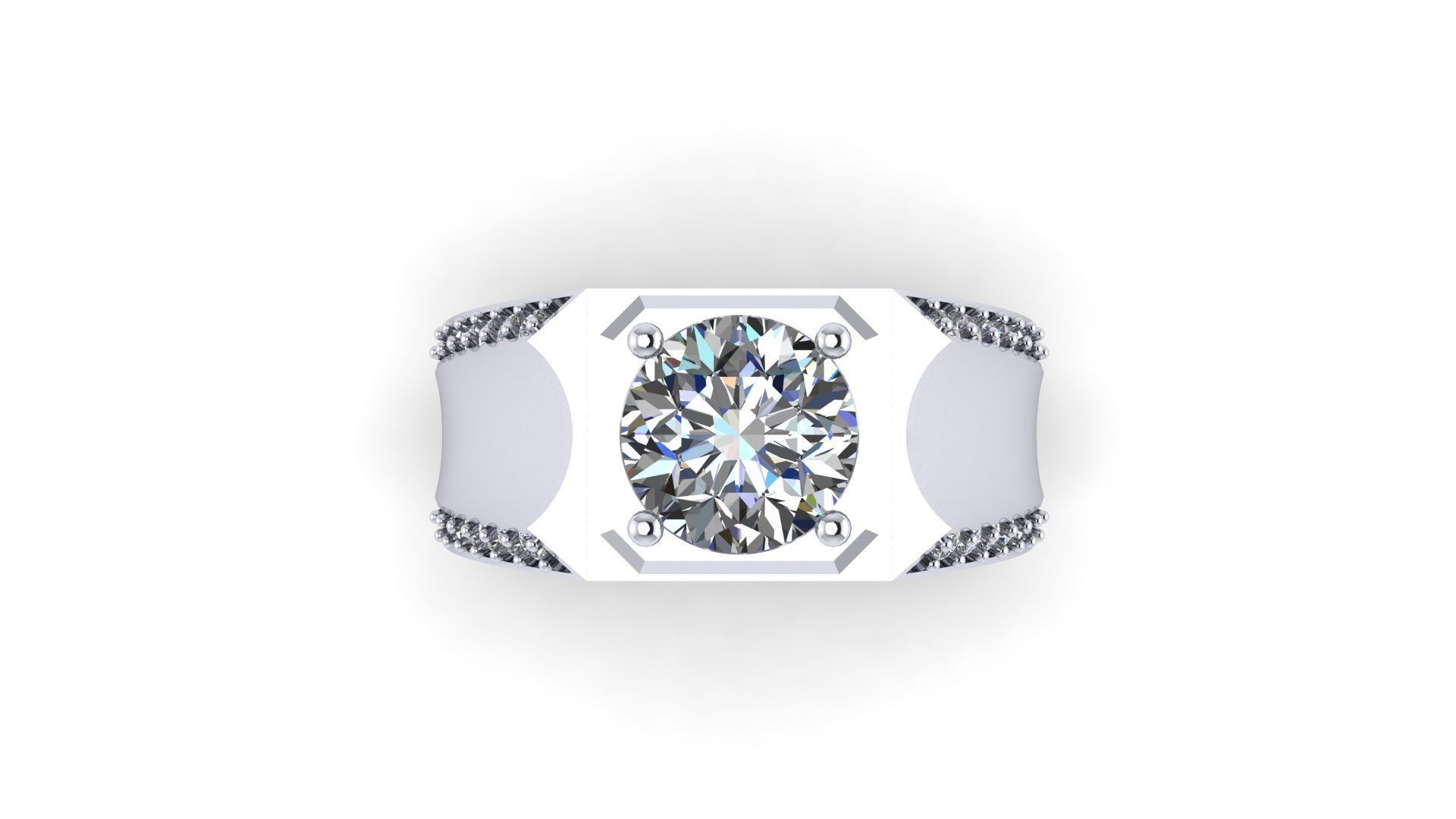 solitare ring  3D print model_1