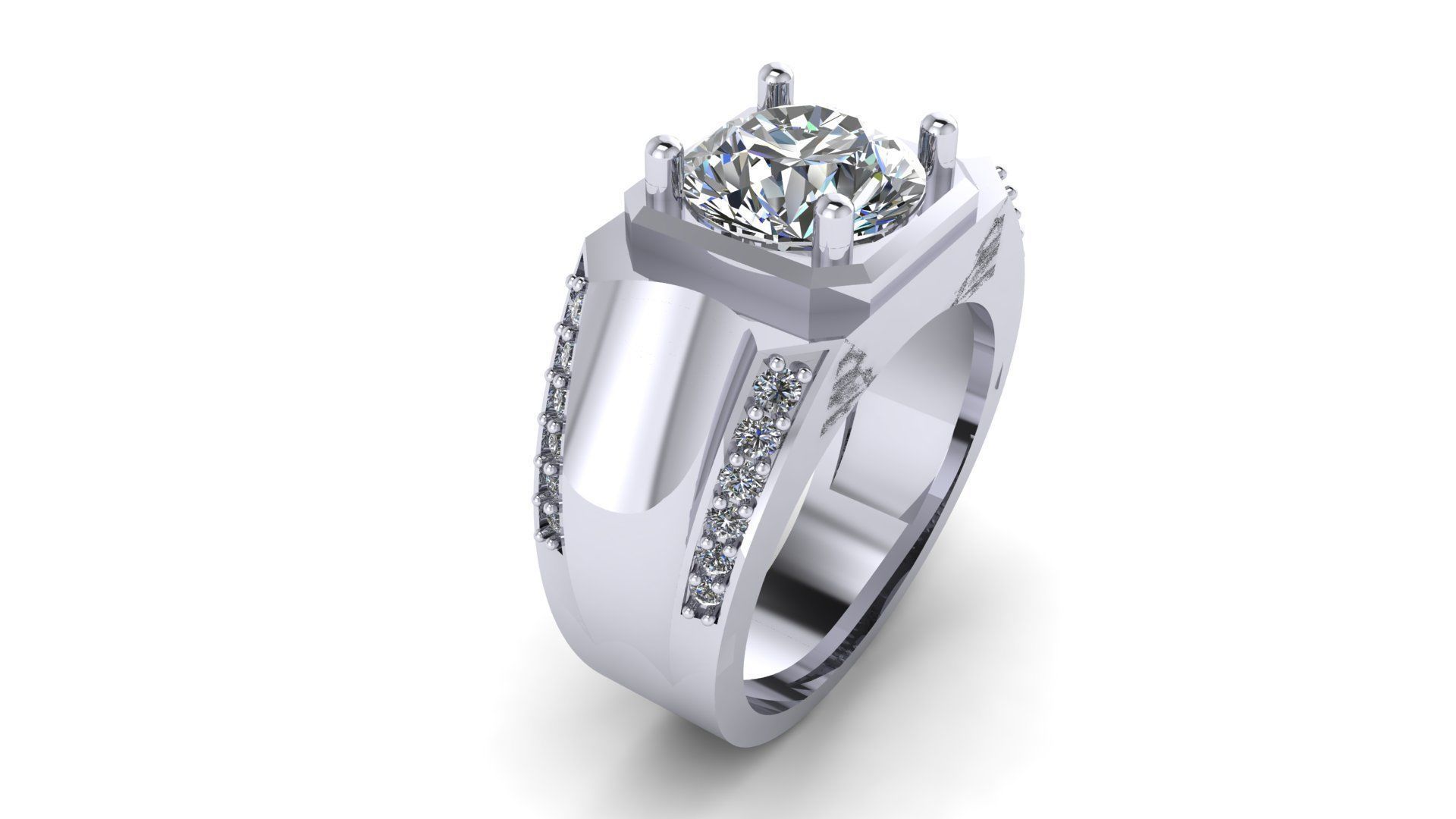 solitare ring  3D print model_2