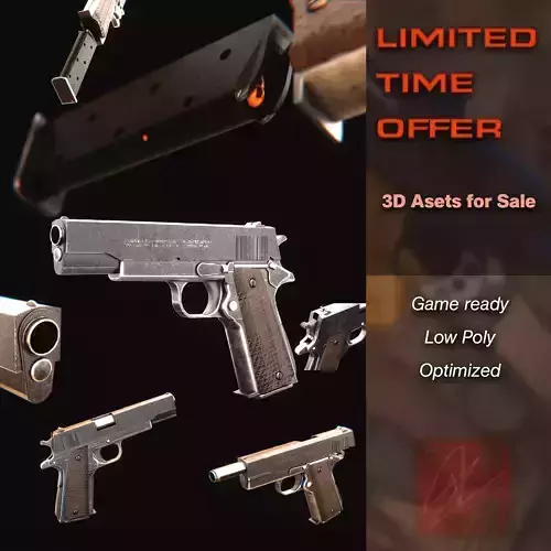Colt 1911 3D model Low-poly 3D model