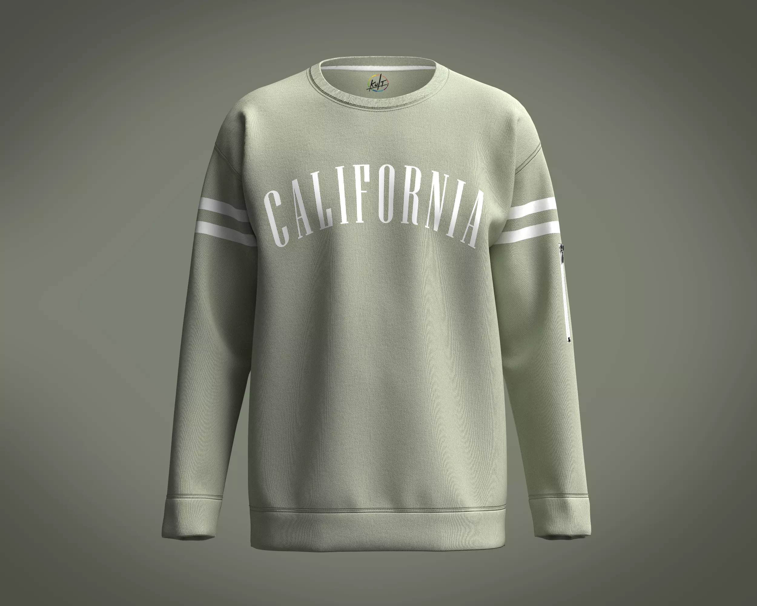 Sweatshirt Green California 3D model_0
