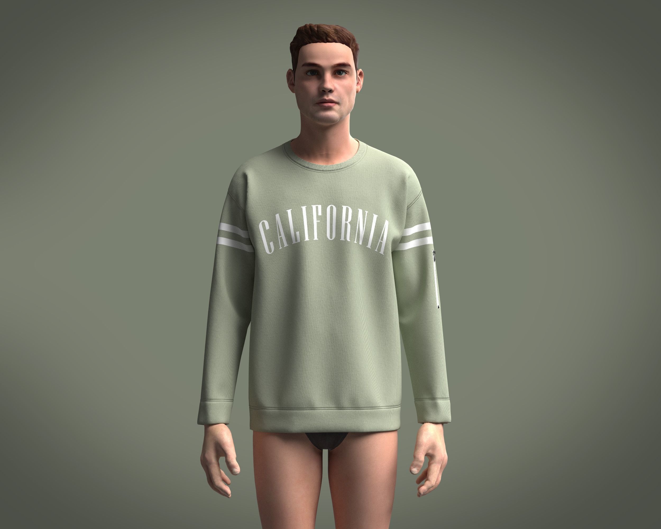 Sweatshirt Green California 3D model_6