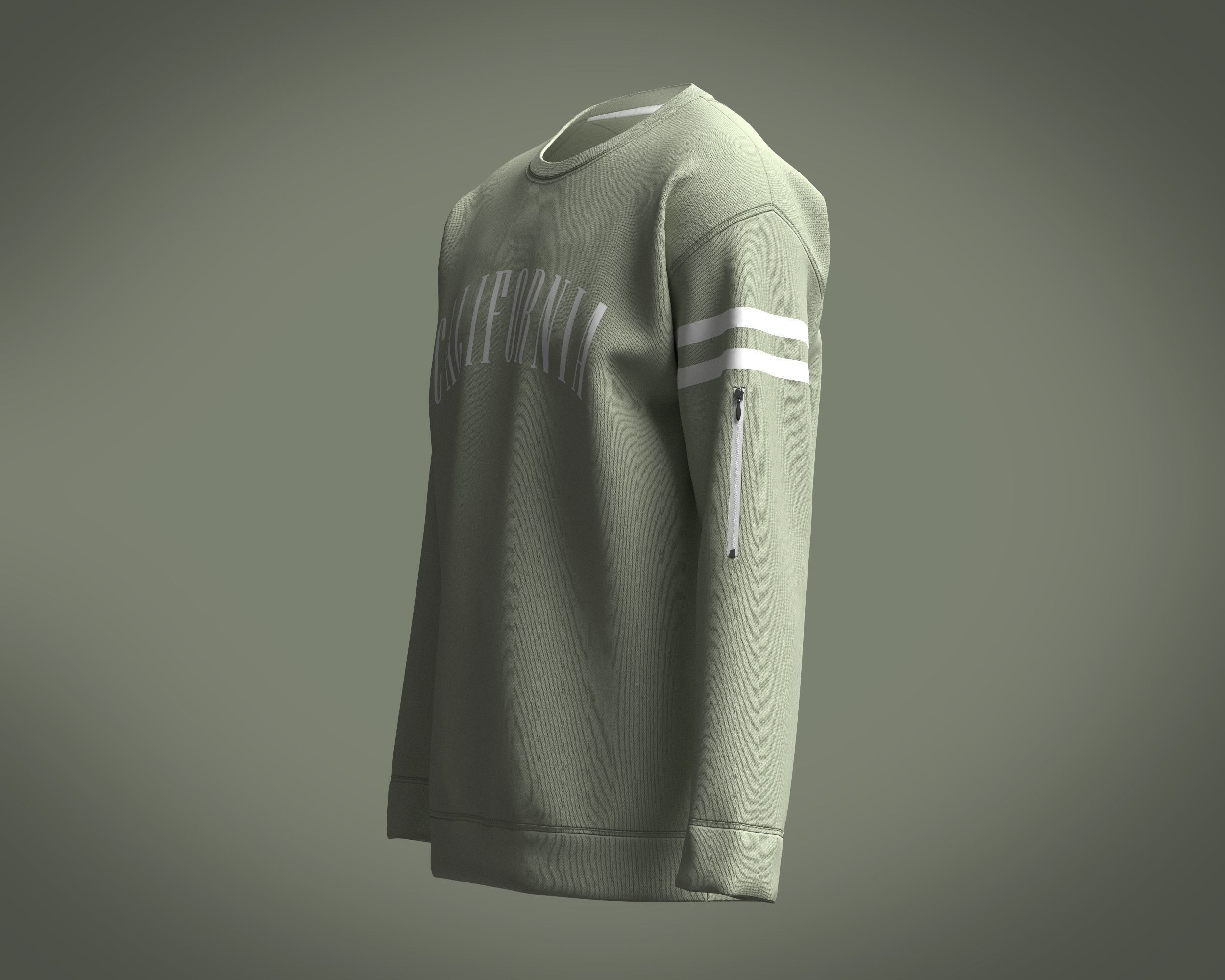 Sweatshirt Green California 3D model_5