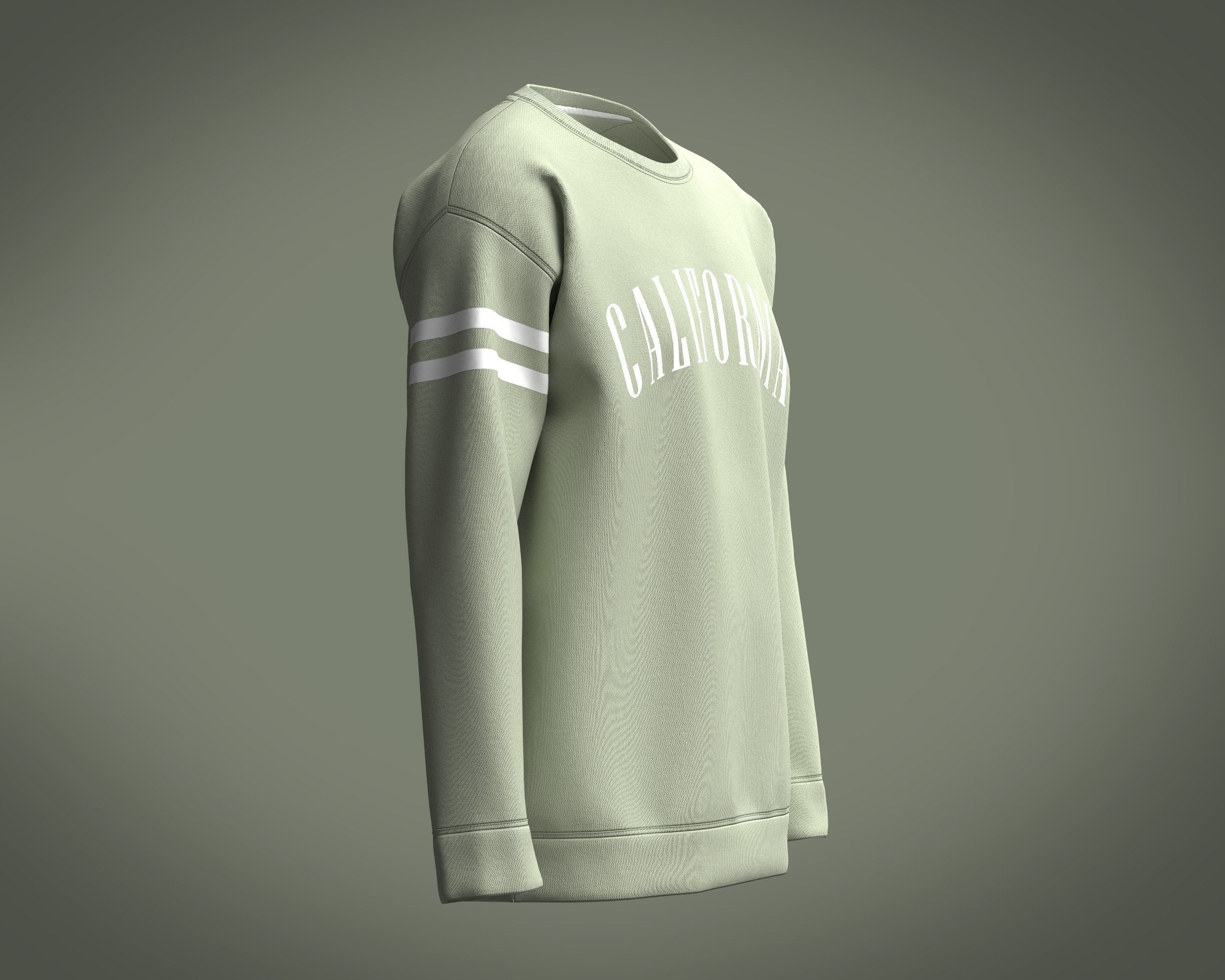 Sweatshirt Green California 3D model_1