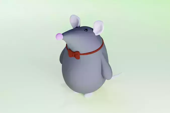 Rat mouse with red bow cute cartoon character