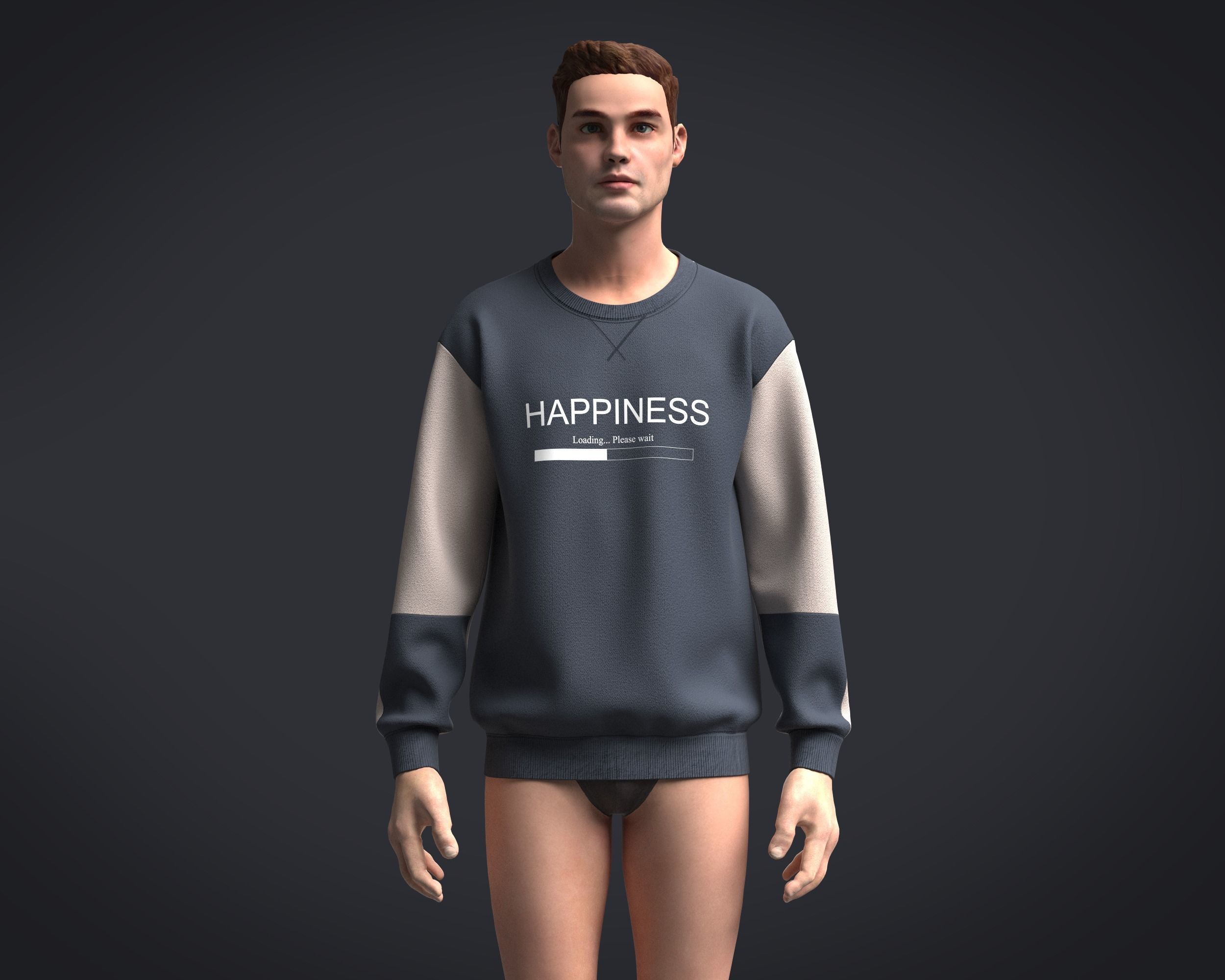 Sweatshirt Grey Happiness 3D model_6