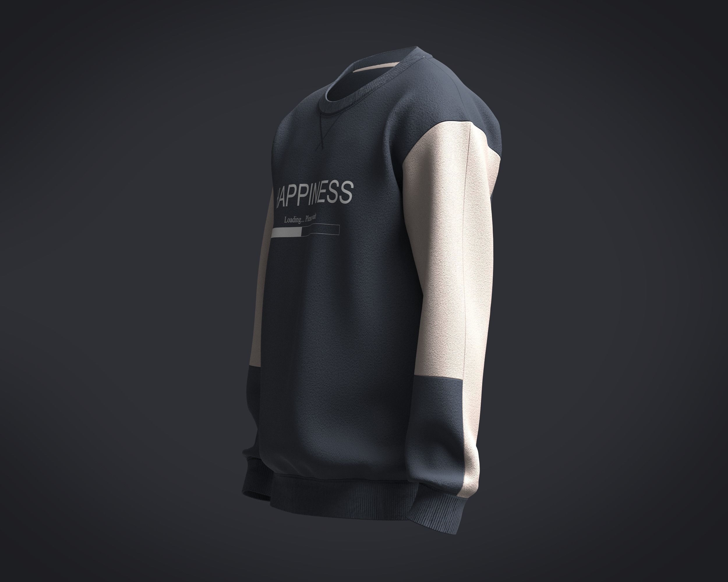 Sweatshirt Grey Happiness 3D model_5