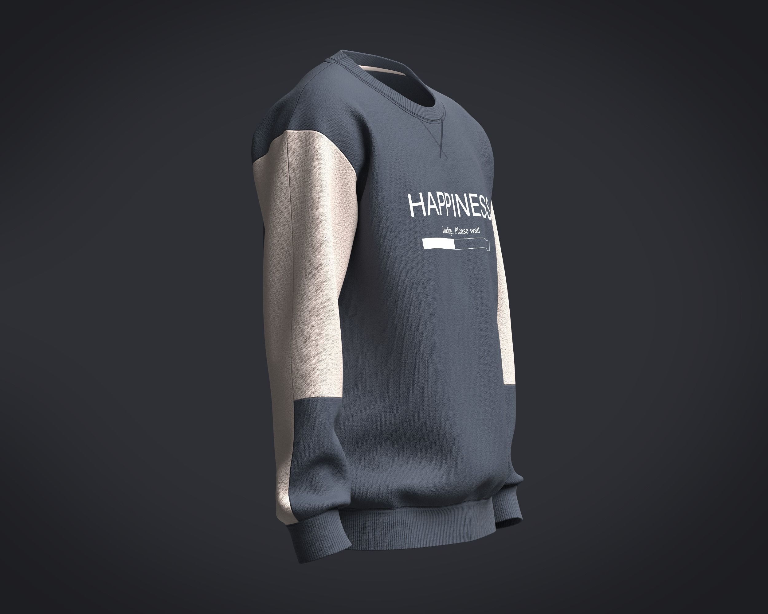 Sweatshirt Grey Happiness 3D model_1