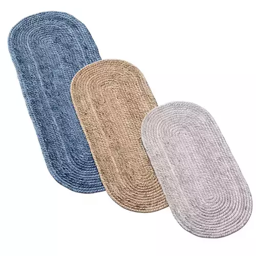 Natural Oval shape Braided Jute Rug 6 in one Low-poly 3D model
