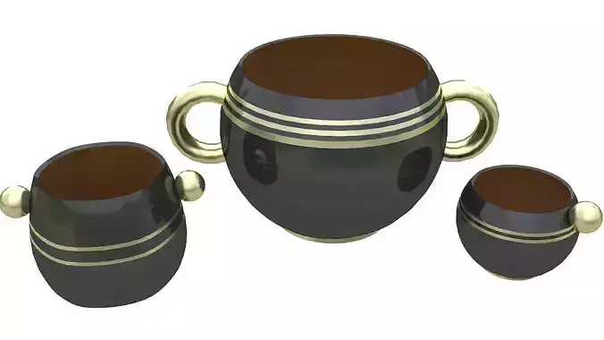 Prehispanic tea set 3D model
