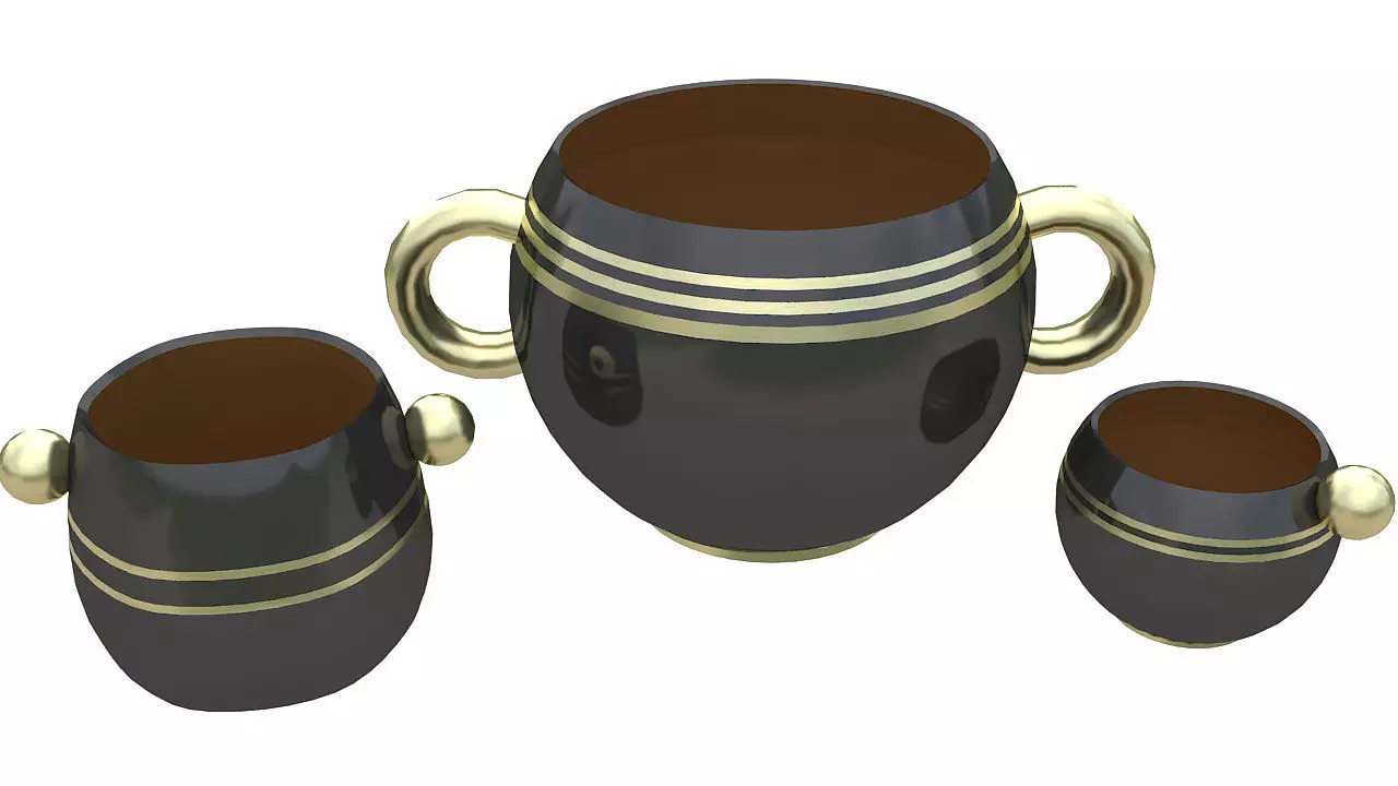 Prehispanic tea set 3D model_0