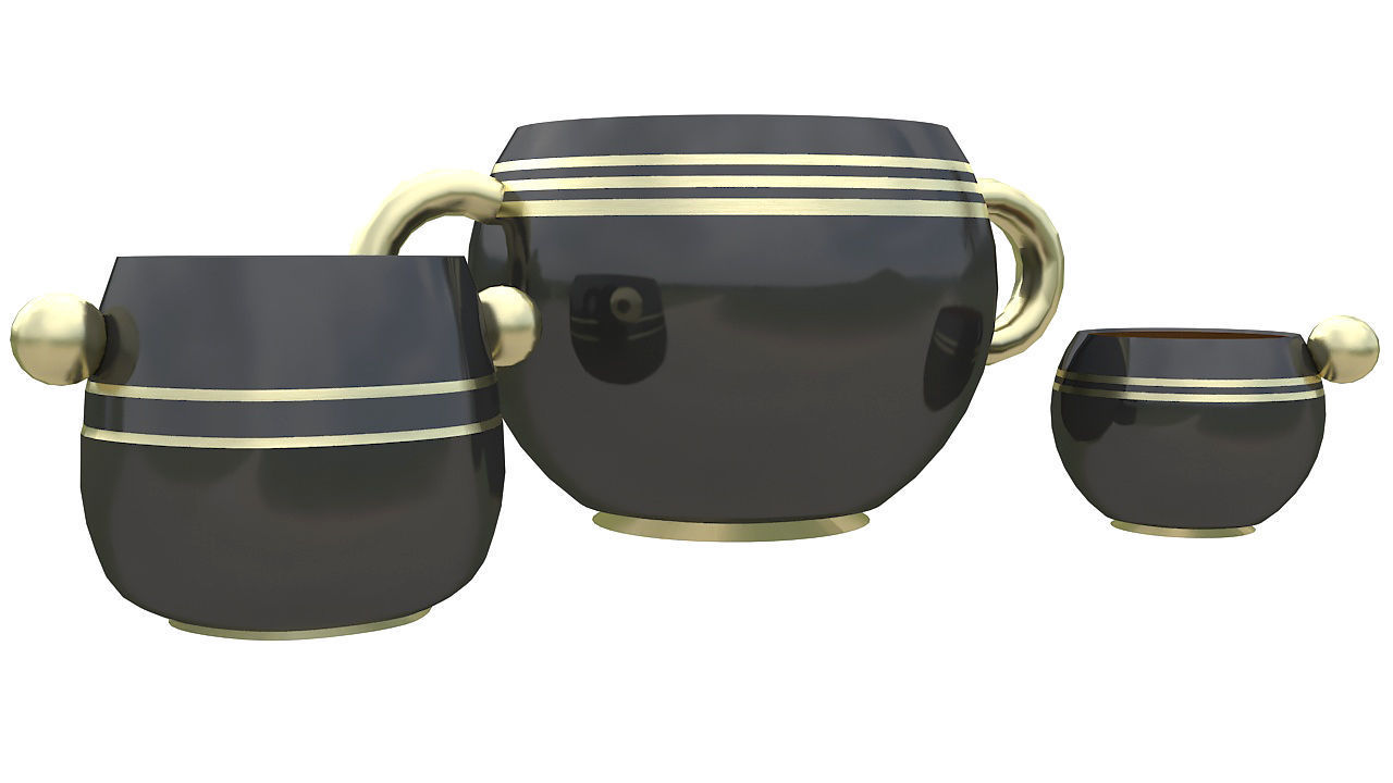 Prehispanic tea set 3D model_1