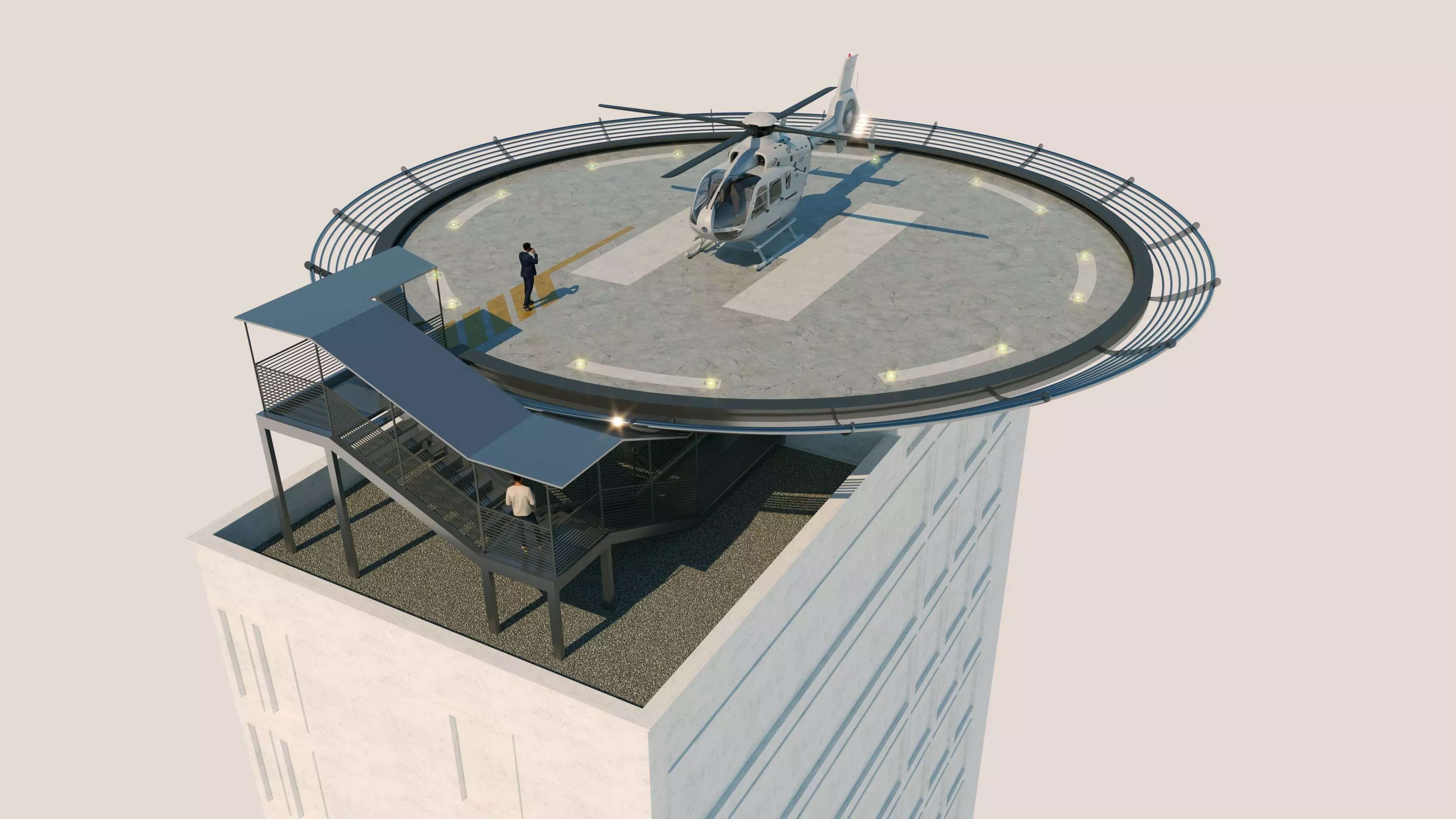 Helipad 3D model helicopter 3D model