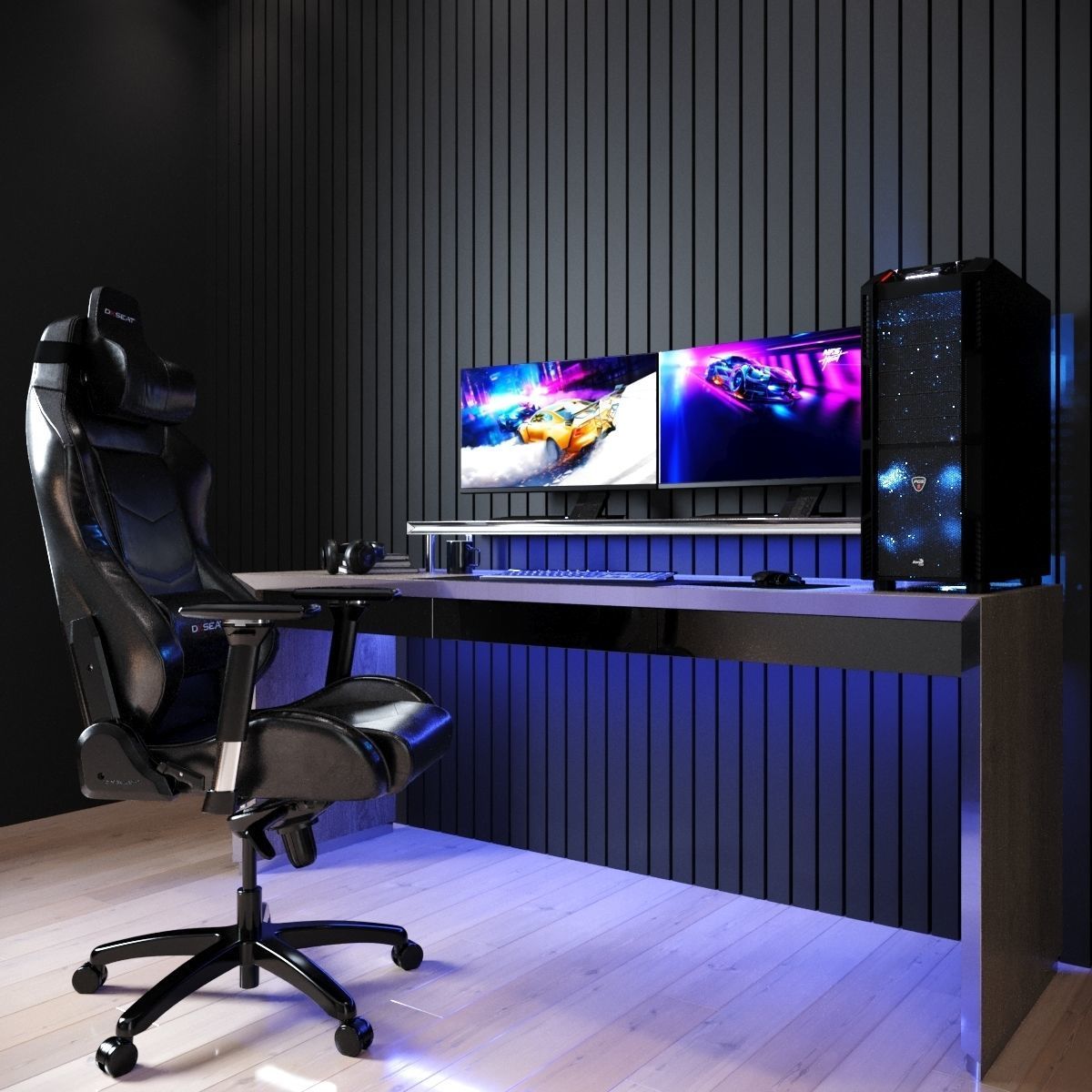 Gaming furniture set Free 3D model_1