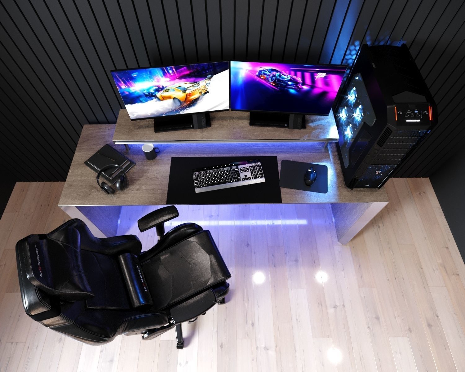 Gaming furniture set Free 3D model_5