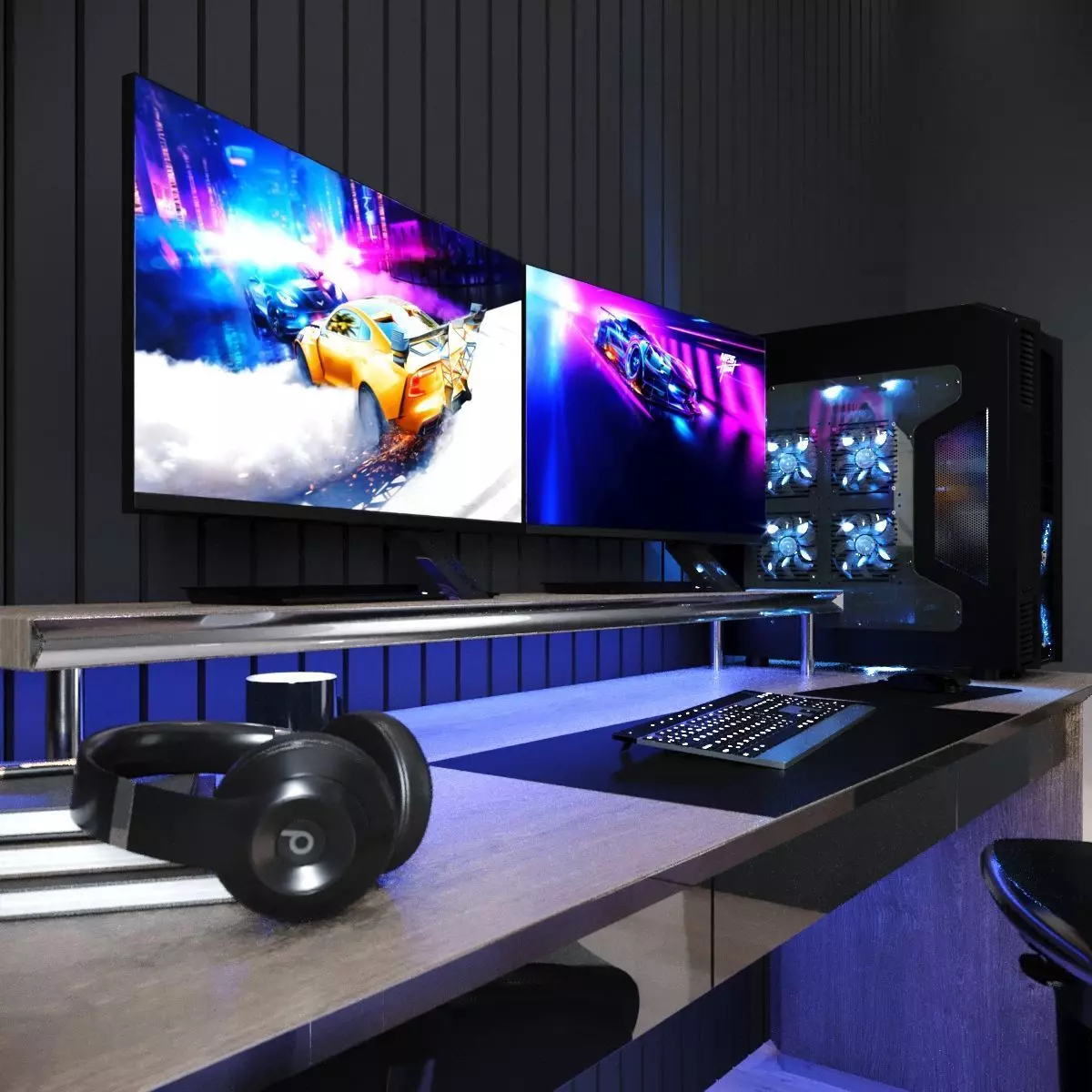 Gaming furniture set Free 3D model_0