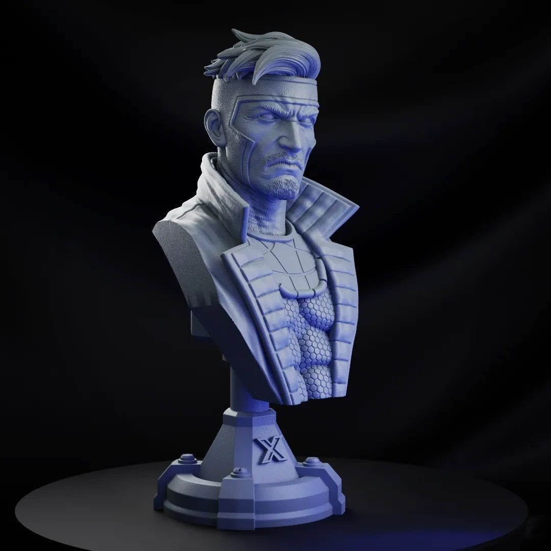 GAMBIT X- MEN BUST  3D print model_12