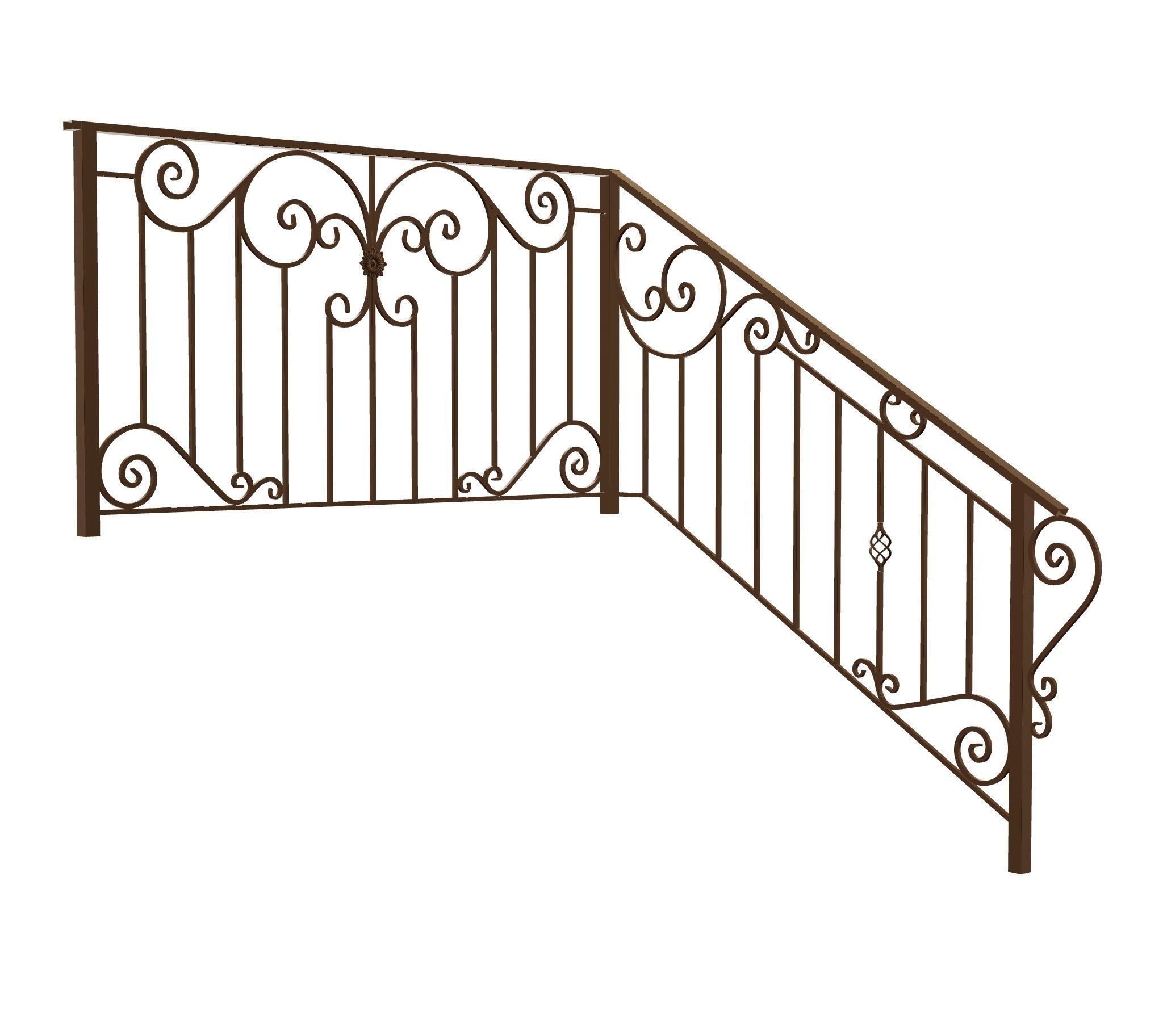 Wrought iron deck railing 3D model 3D model_5