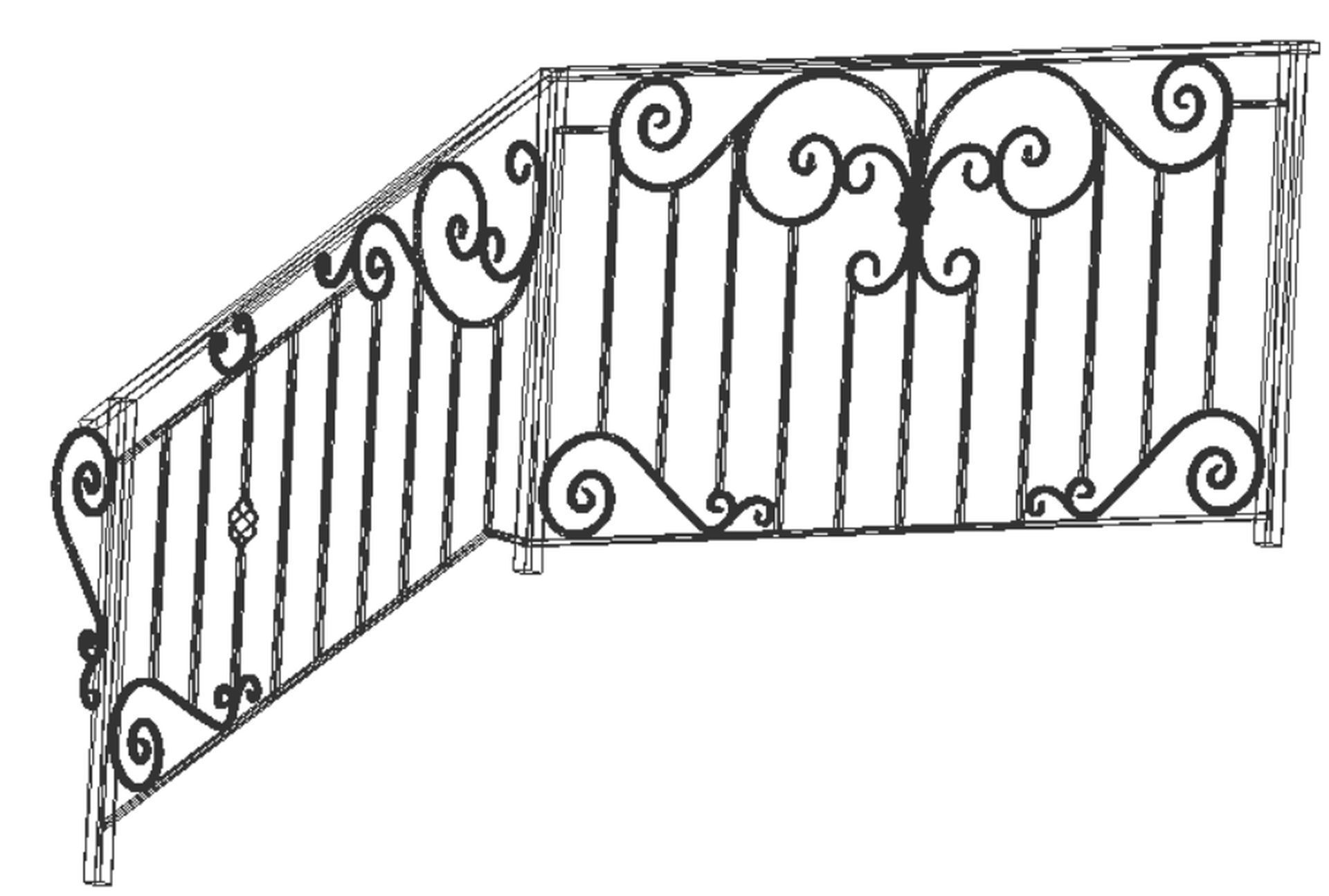 Wrought iron deck railing 3D model 3D model_7