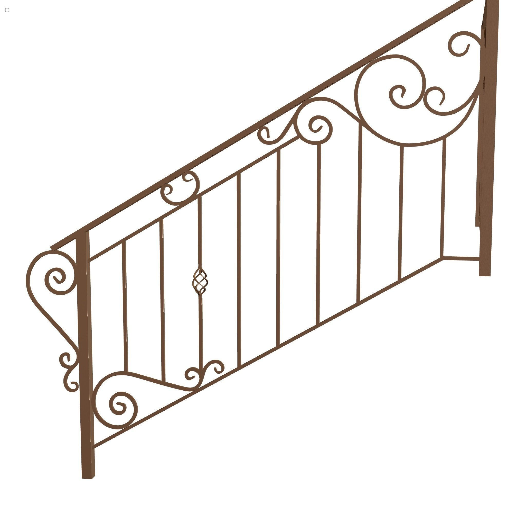 Wrought iron deck railing 3D model 3D model_4