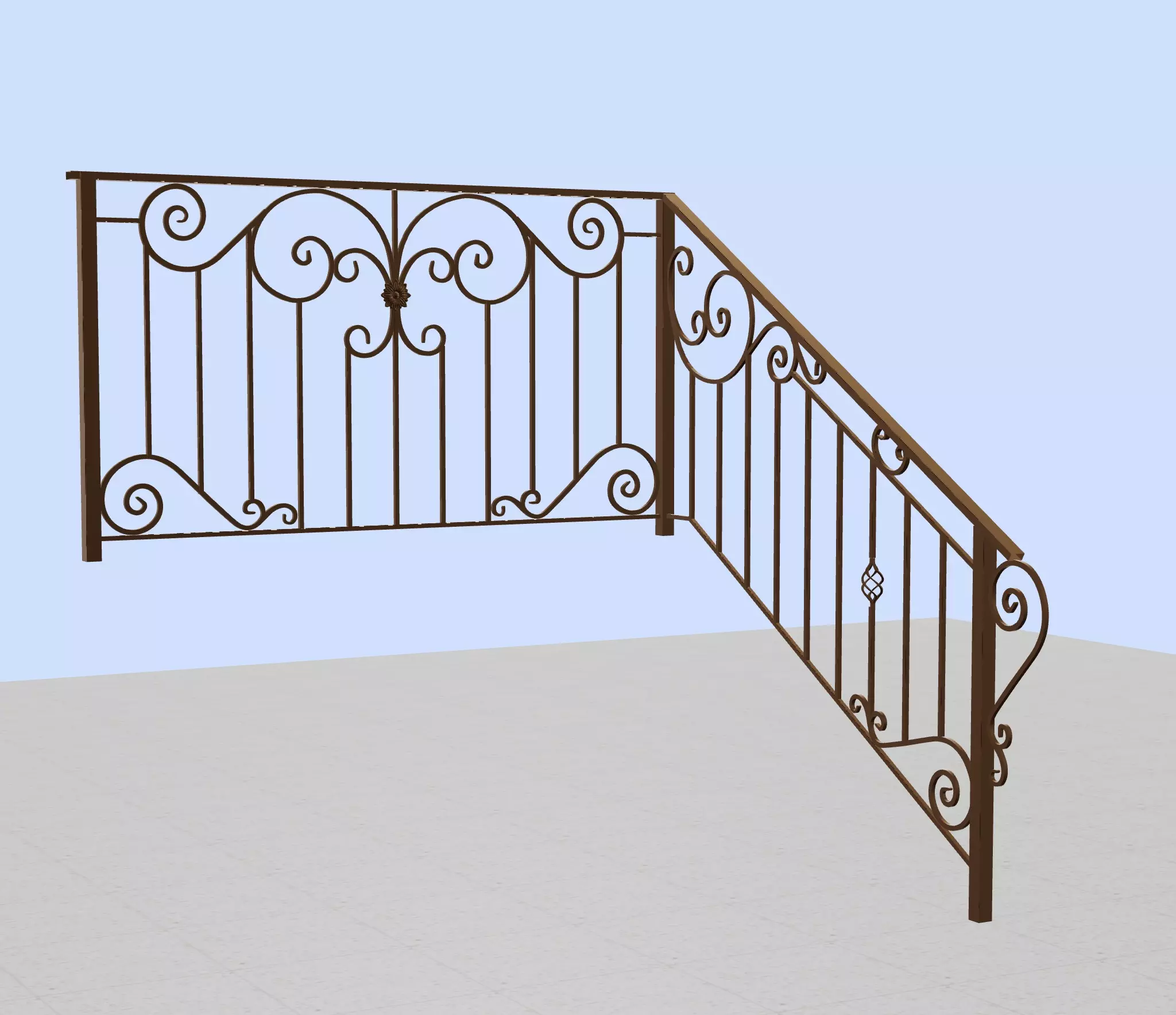 Wrought iron deck railing 3D model 3D model_0