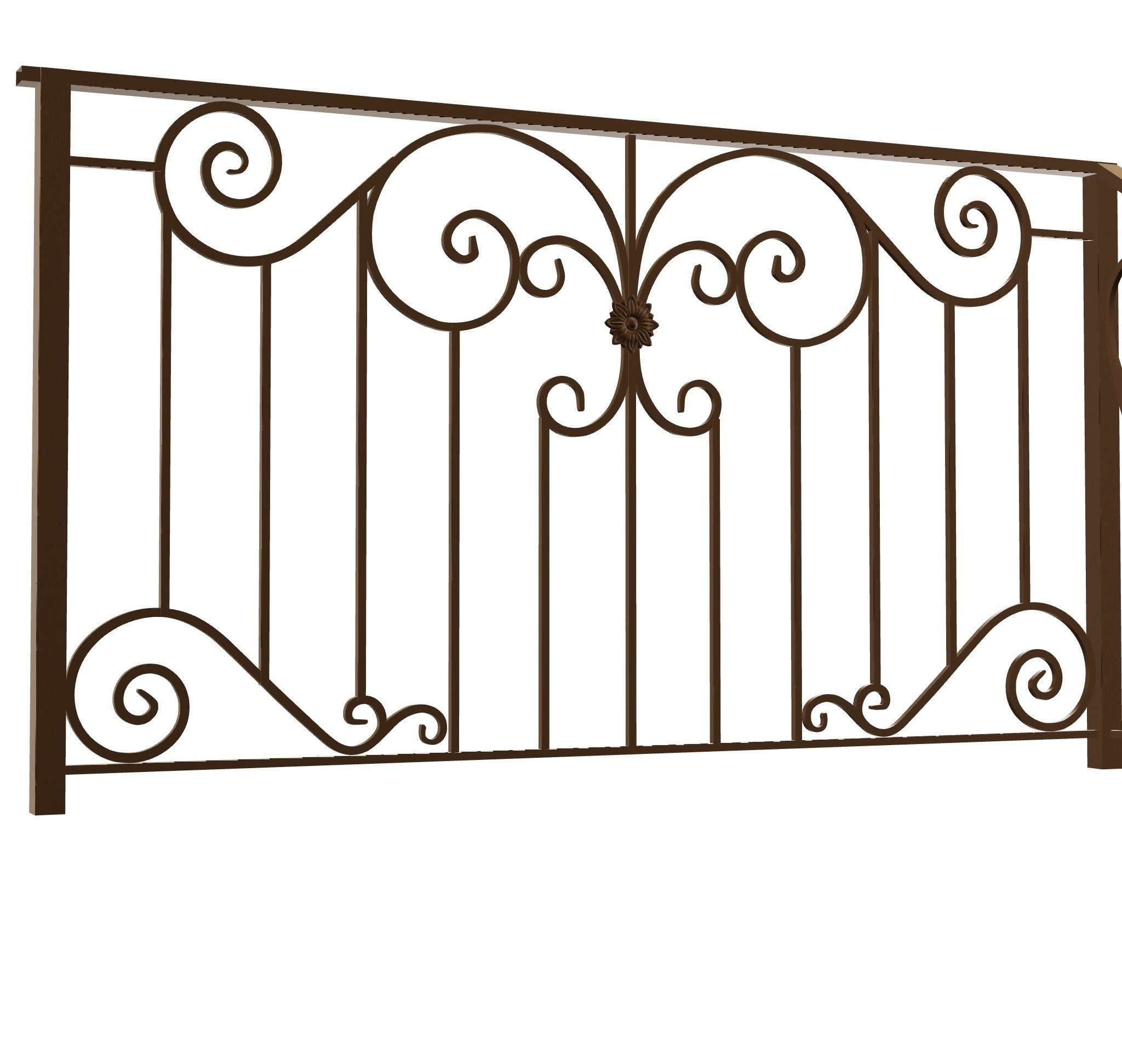 Wrought iron deck railing 3D model 3D model_2