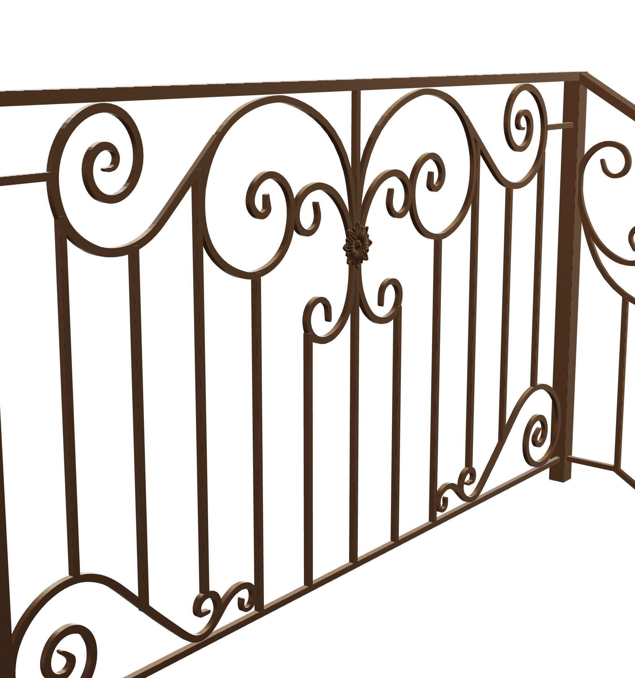 Wrought iron deck railing 3D model 3D model_6