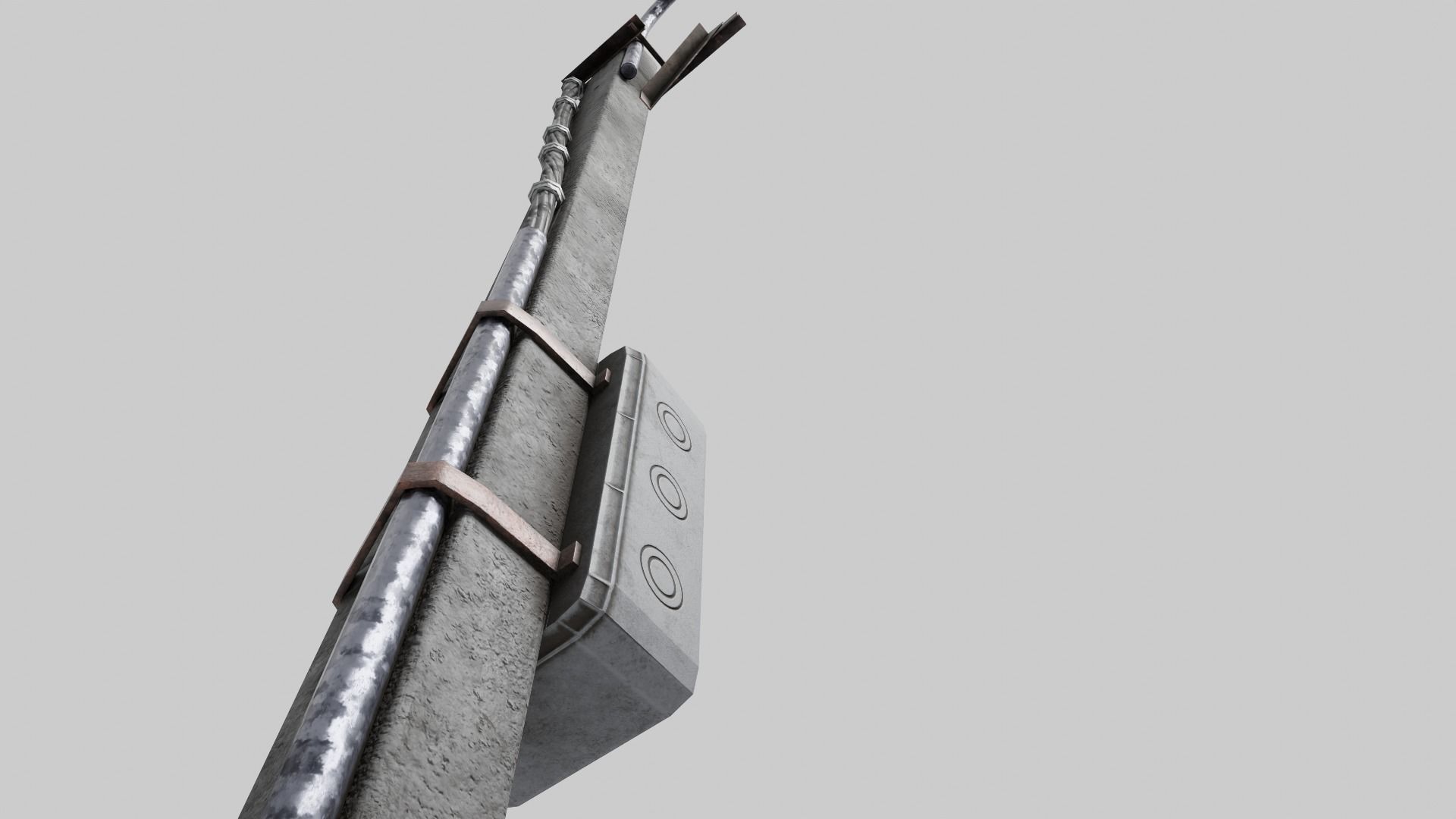 Concrete street lamp Low-poly 3D model_10