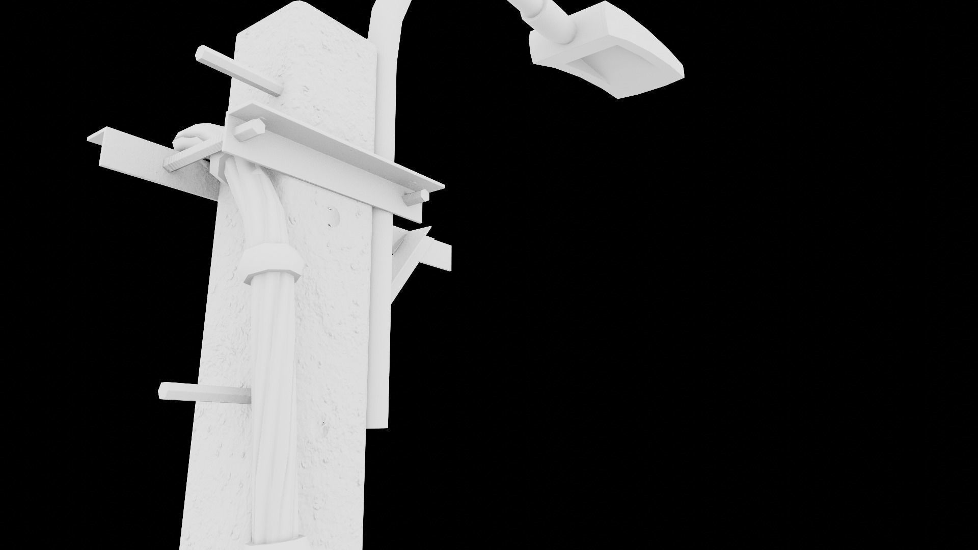 Concrete street lamp Low-poly 3D model_22