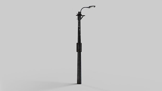 Concrete street lamp Low-poly 3D model