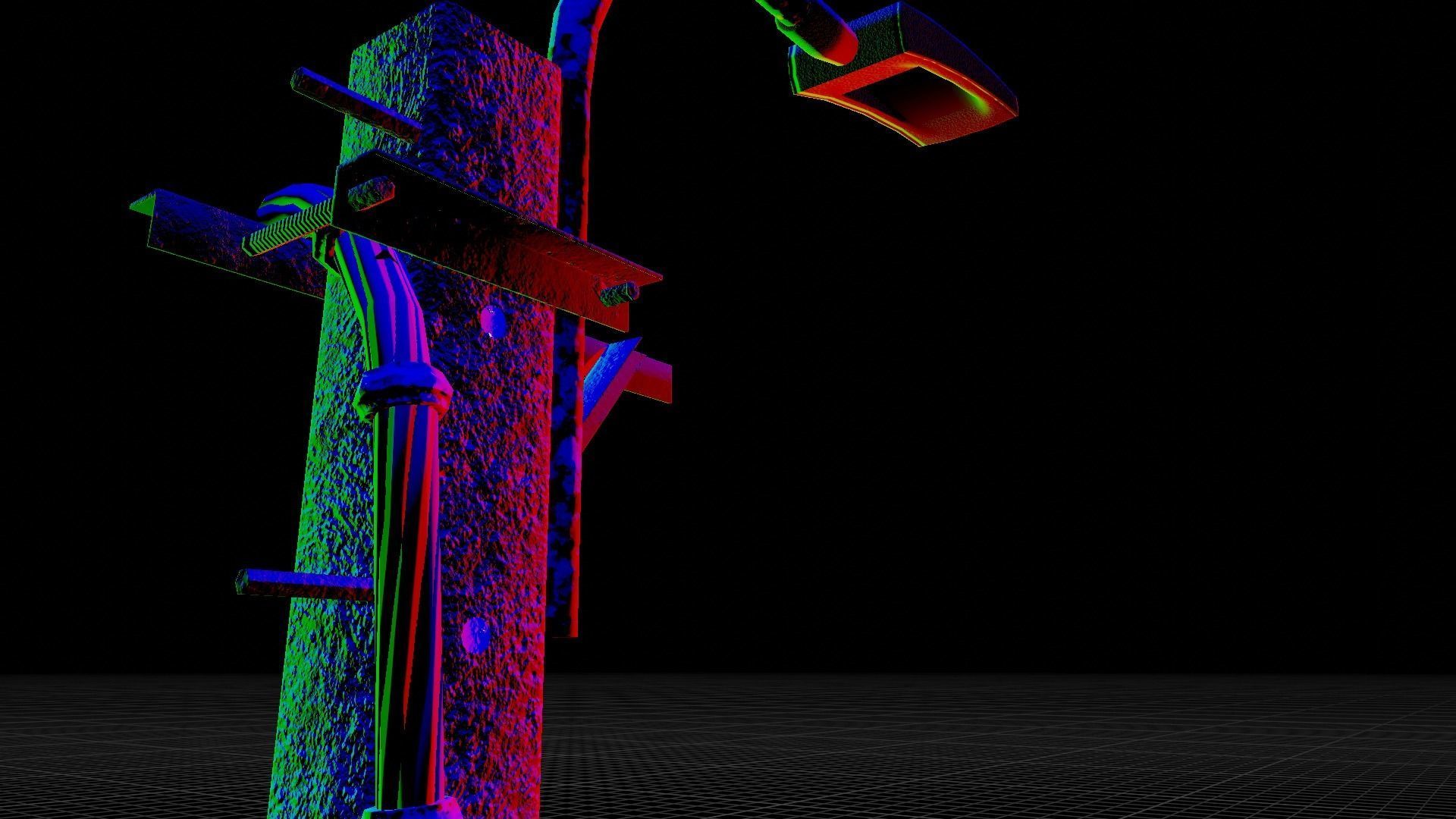 Concrete street lamp Low-poly 3D model_36