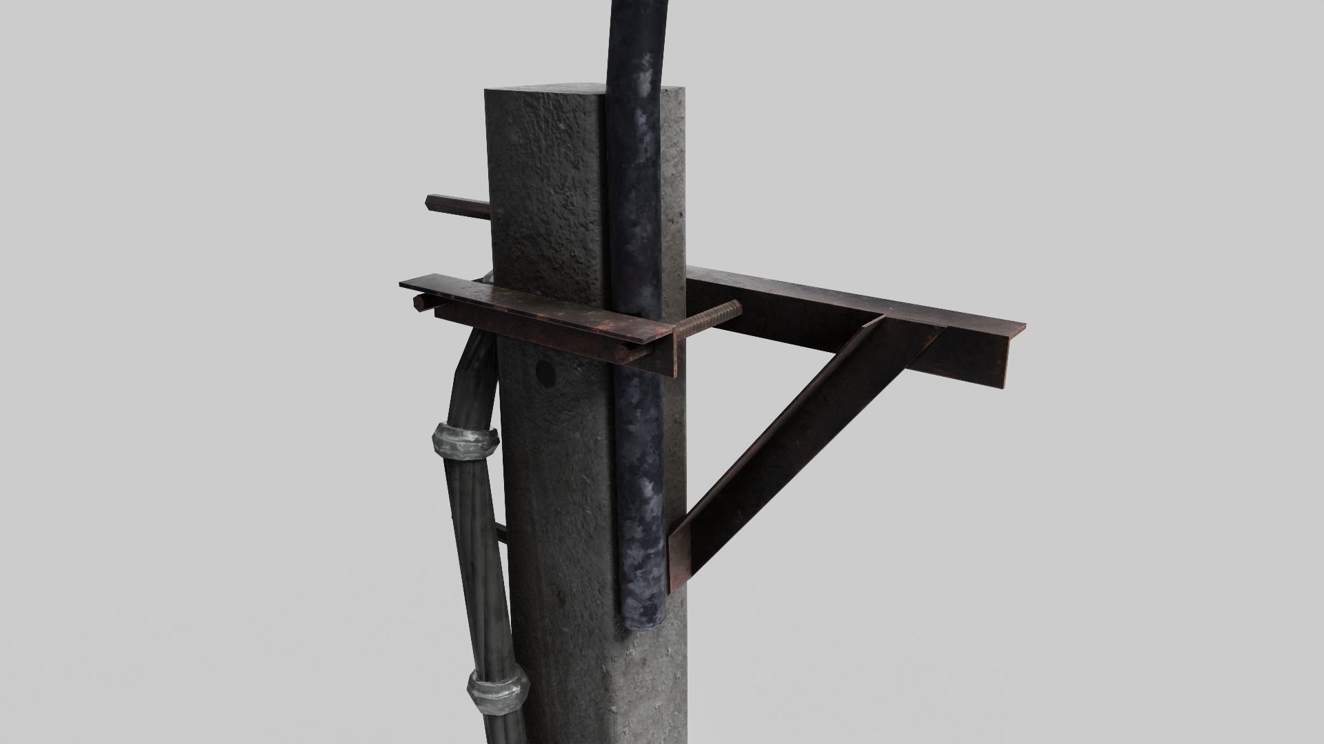 Concrete street lamp Low-poly 3D model_7