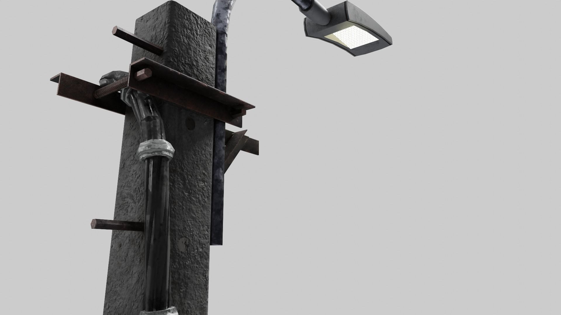 Concrete street lamp Low-poly 3D model_8