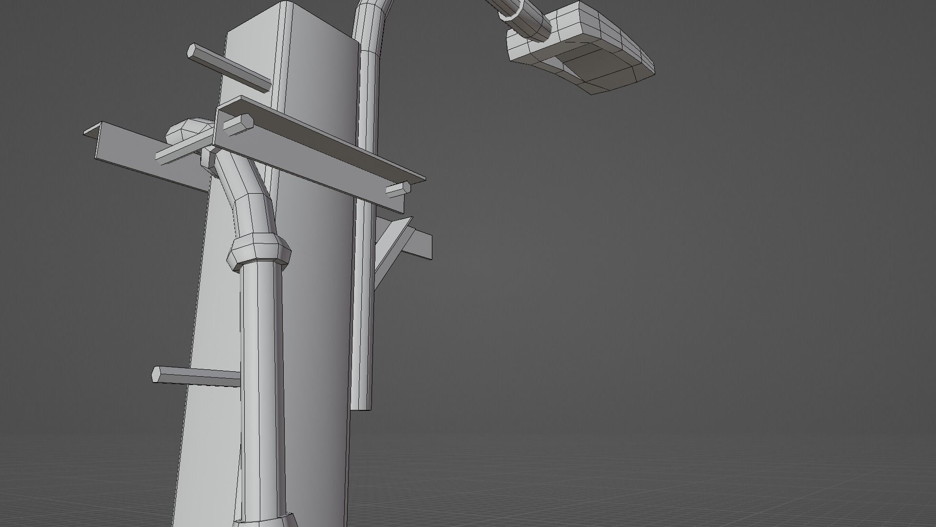 Concrete street lamp Low-poly 3D model_50