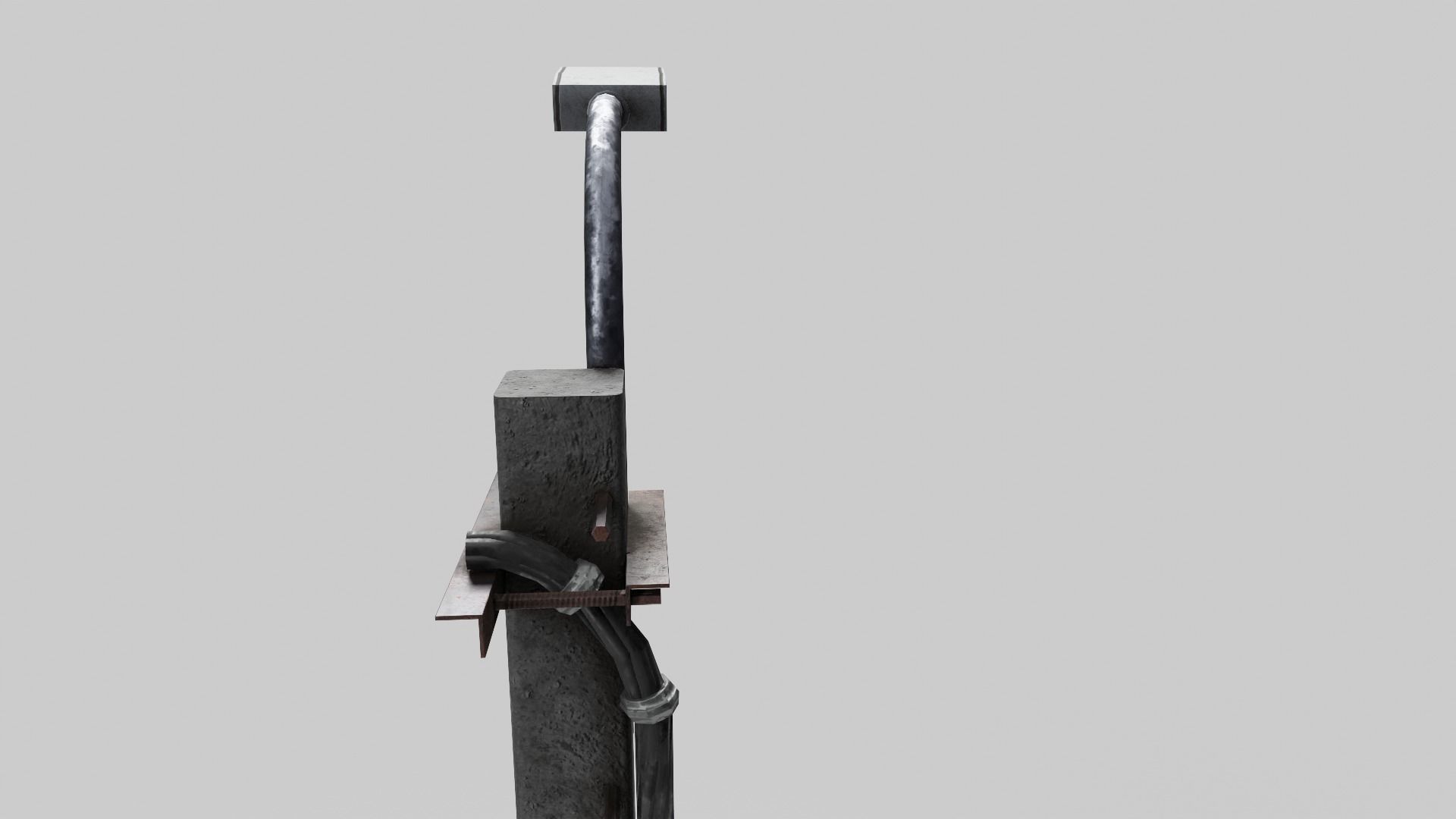 Concrete street lamp Low-poly 3D model_14